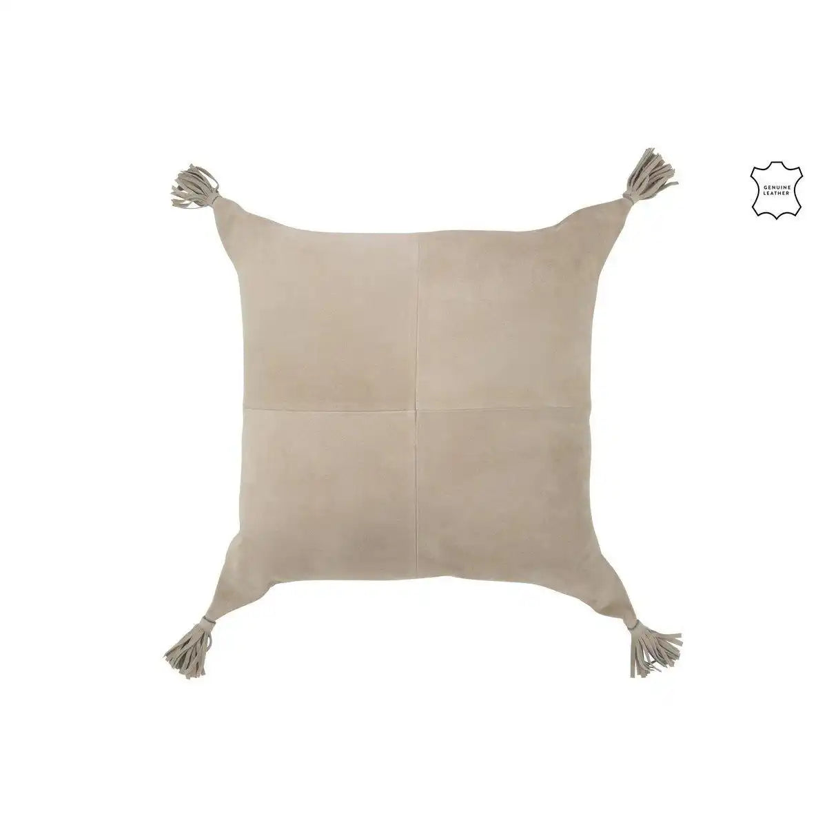 J-Line Kissen Quasten – Leder – Grau - HomeDesign Knaus