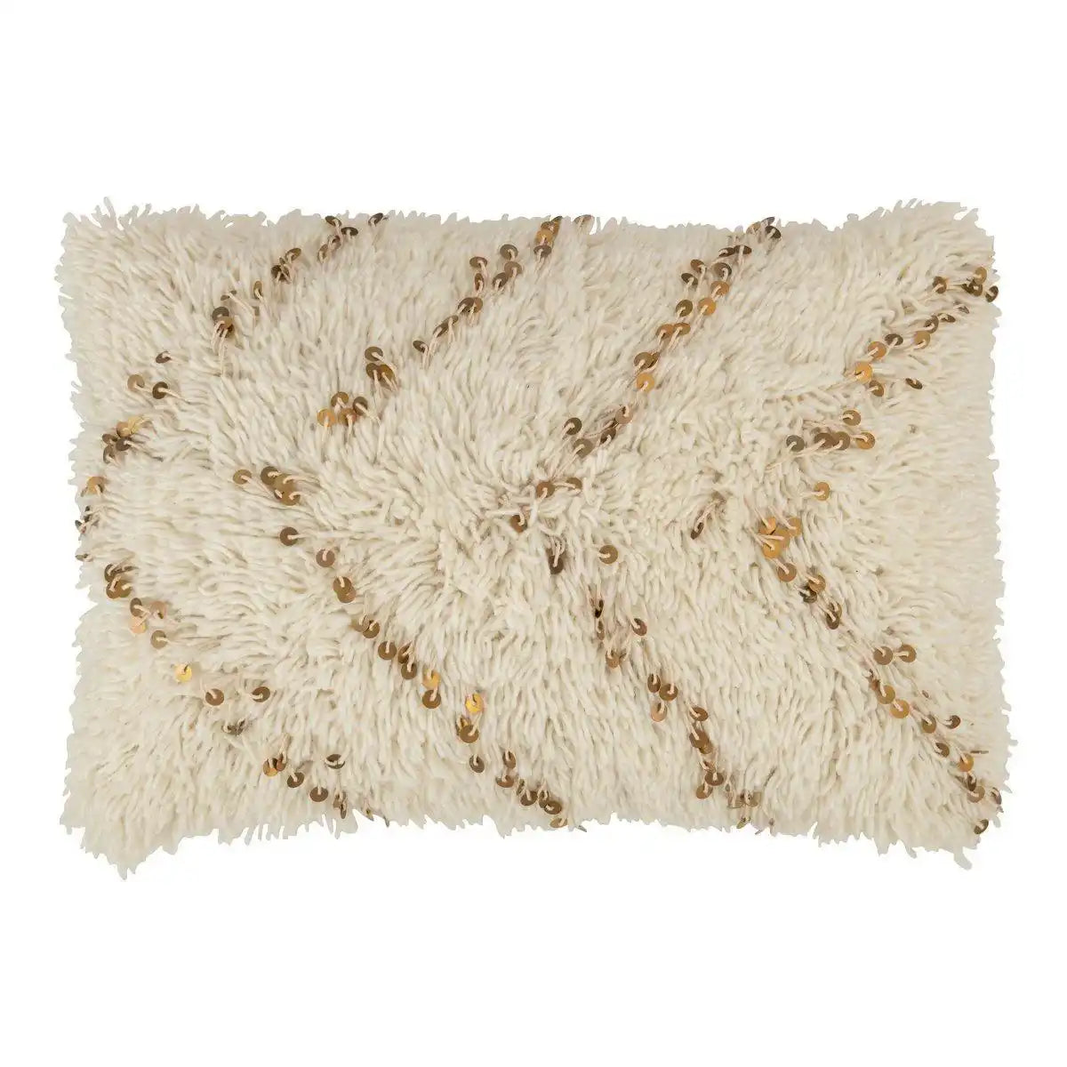 J-Line Kissen Rechteck Pearl – Baumwolle – Weiß/Gold - HomeDesign Knaus
