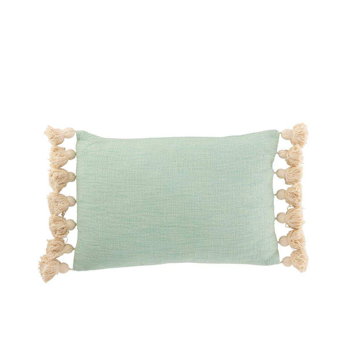 J-Line Kissen Rechteck Pompom – Baumwolle – Polyester – Blau - HomeDesign Knaus