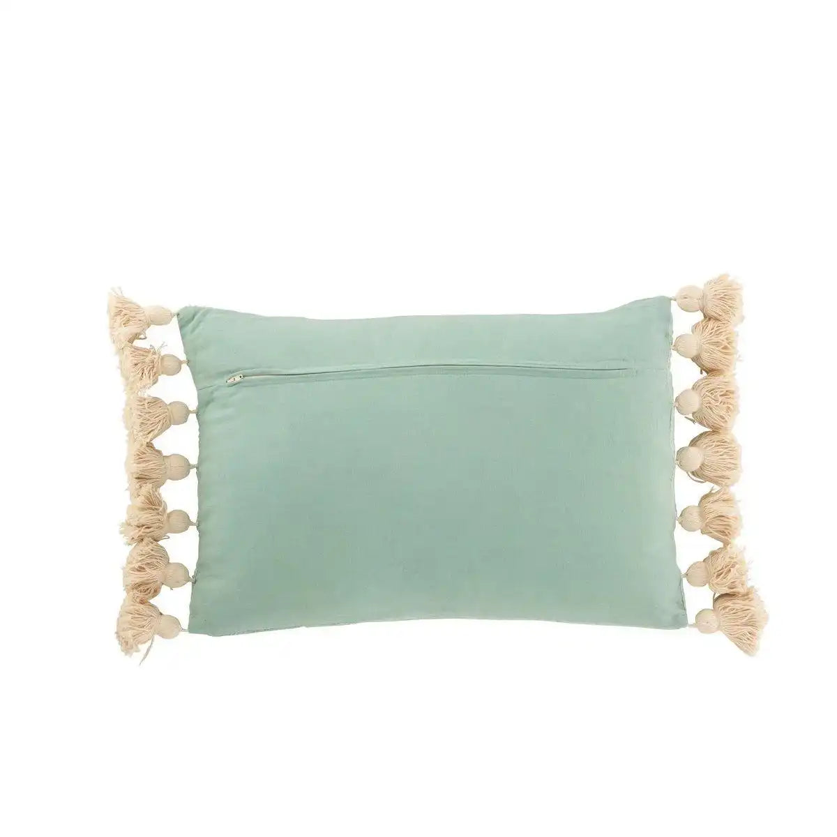 J-Line Kissen Rechteck Pompom – Baumwolle – Polyester – Blau - HomeDesign Knaus