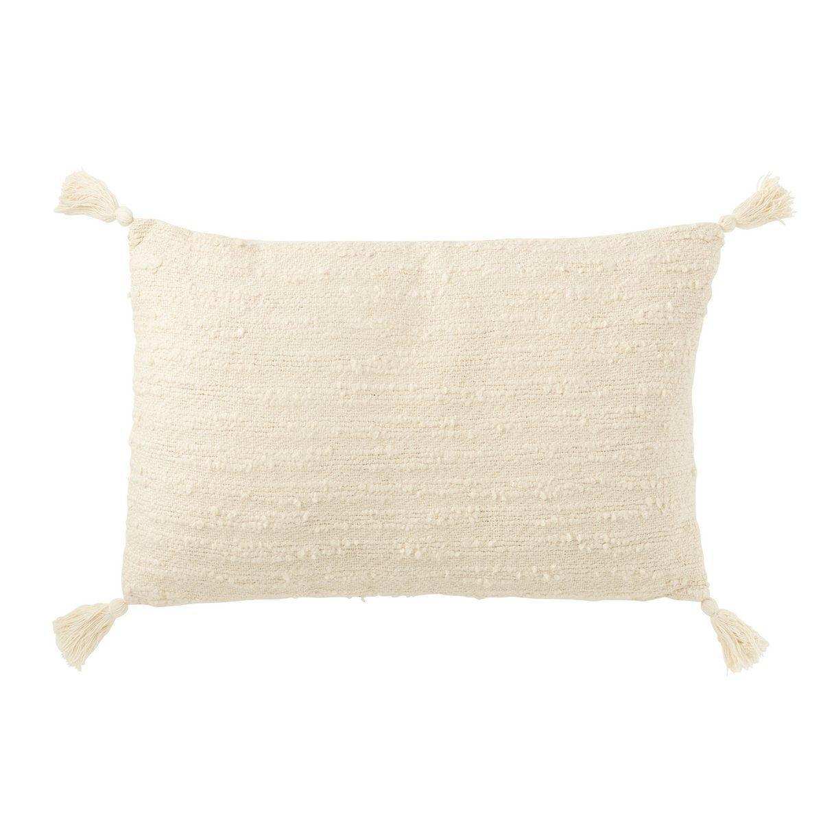 J-Line Kissen Rechteck+Quasten Baumwolle Creme - HomeDesign Knaus