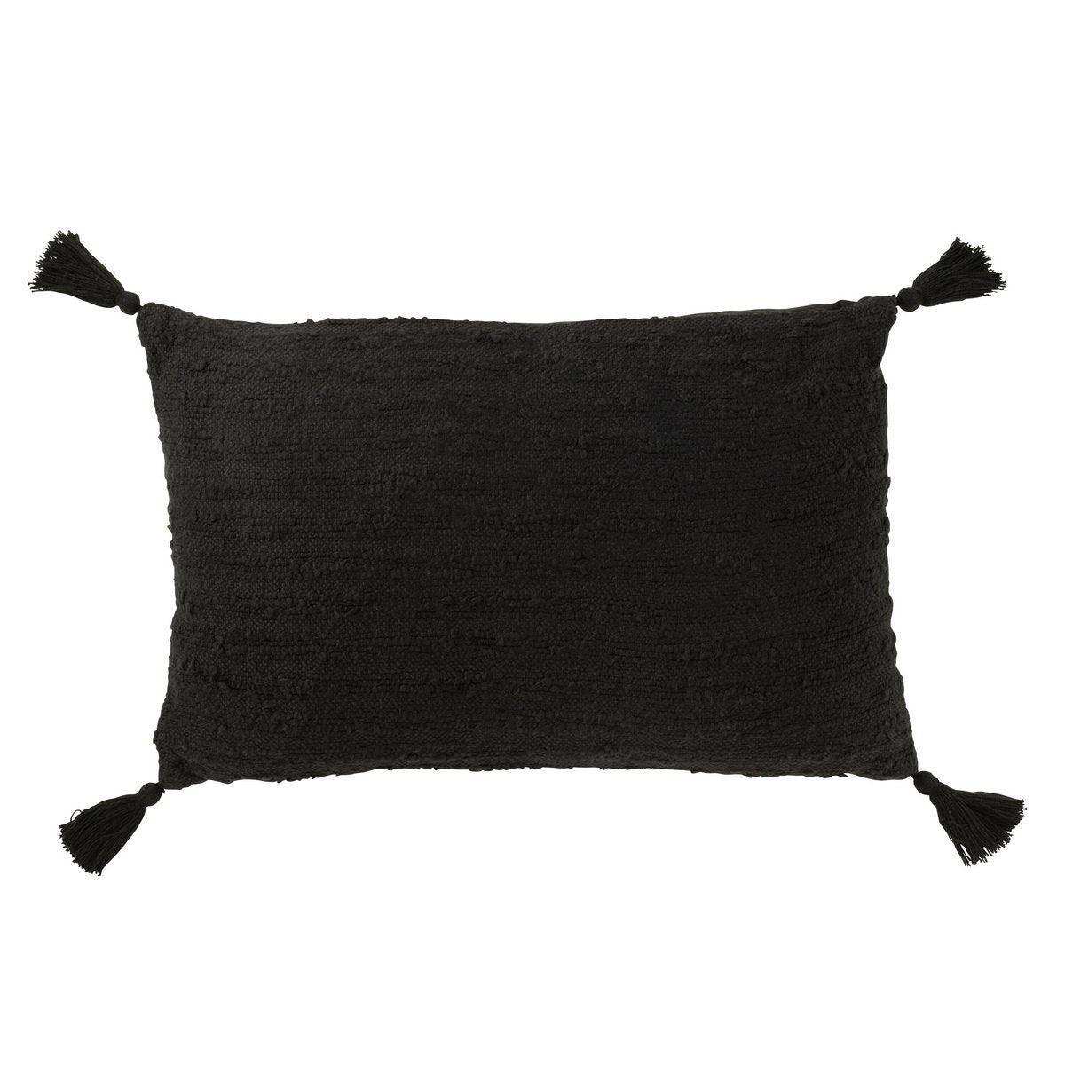 J-Line Kissen Rechteck+Quasten Baumwolle Schwarz - HomeDesign Knaus
