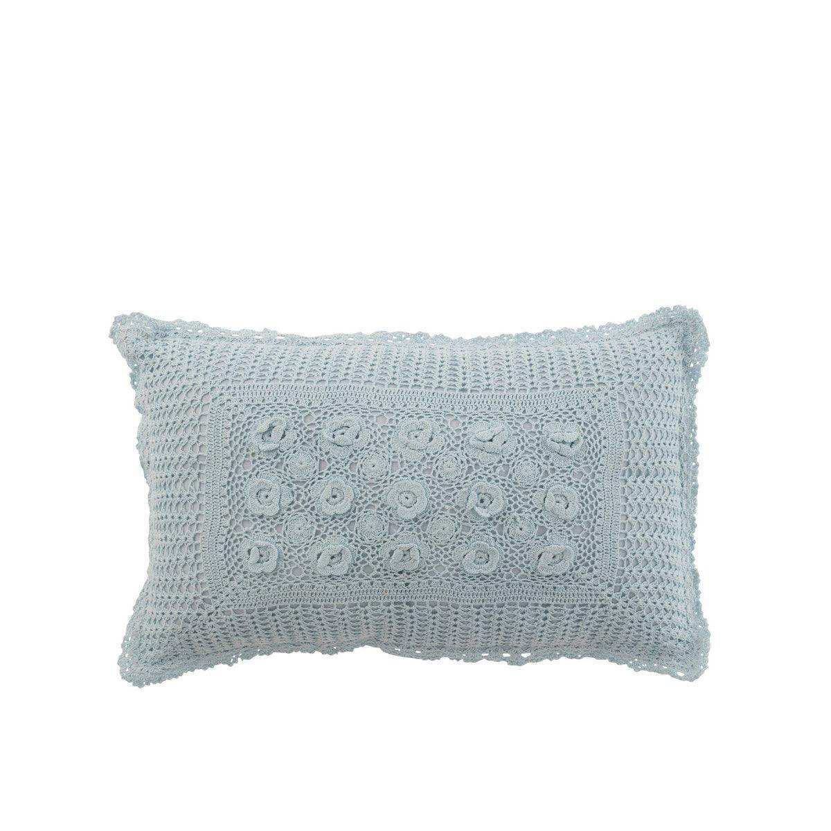 J-Line Kissen Rechteck Spitze – Baumwolle – Blau - HomeDesign Knaus