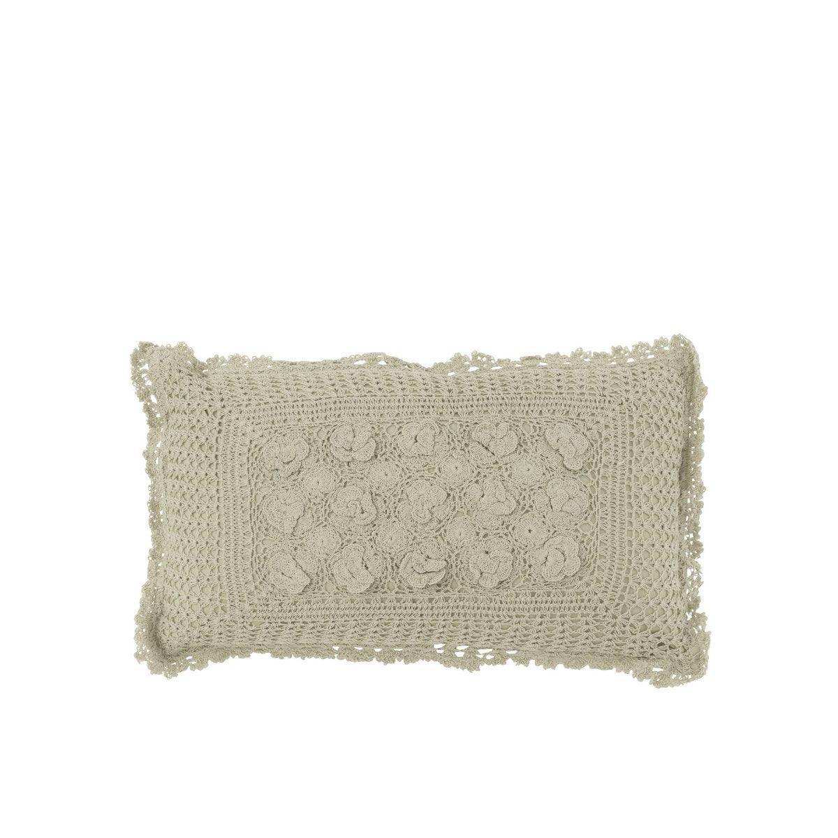 J-Line Kissen Rechteck Spitze – Baumwolle – hellgrün - HomeDesign Knaus