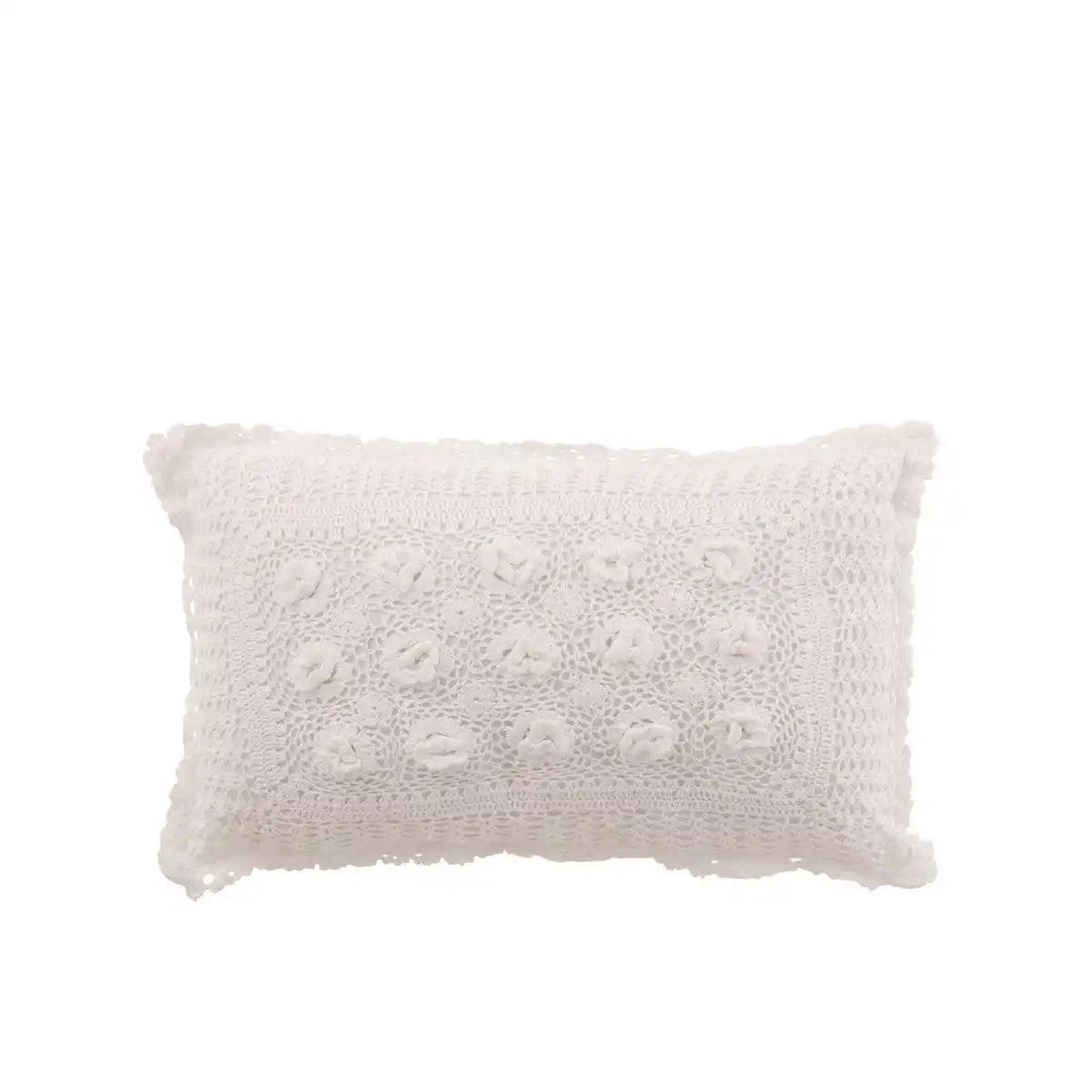 J-Line Kissen Rechteck Spitze – Baumwolle – Weiß - HomeDesign Knaus