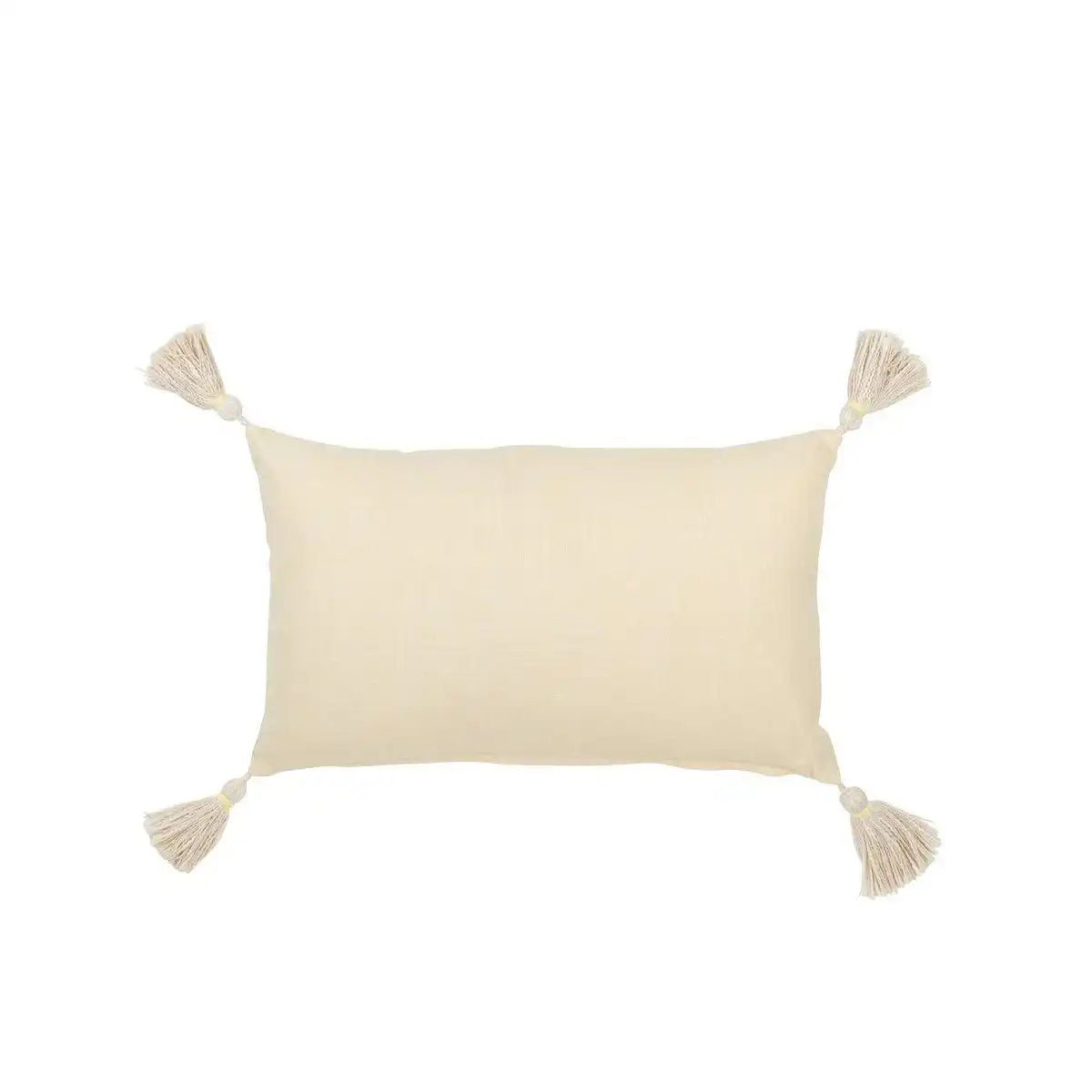 J-Line Kissen Rechteckige Blume + Quasten – Baumwolle – Hellgelb - HomeDesign Knaus