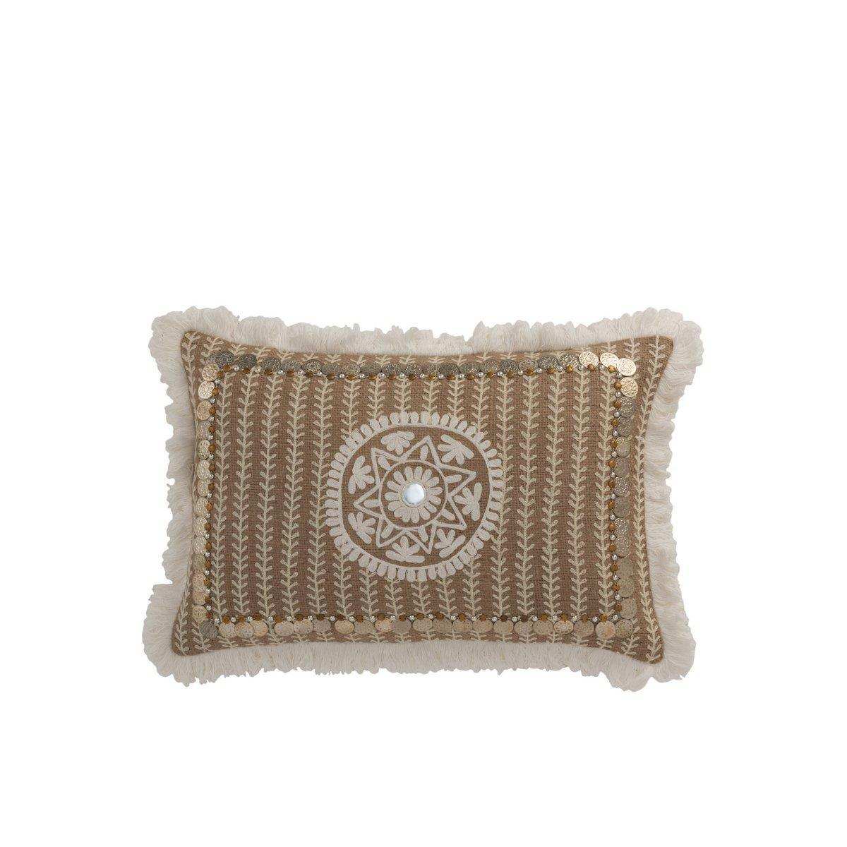 J-Line Kissen Rechteckiges Muster – Jute – Natur/Beige - HomeDesign Knaus