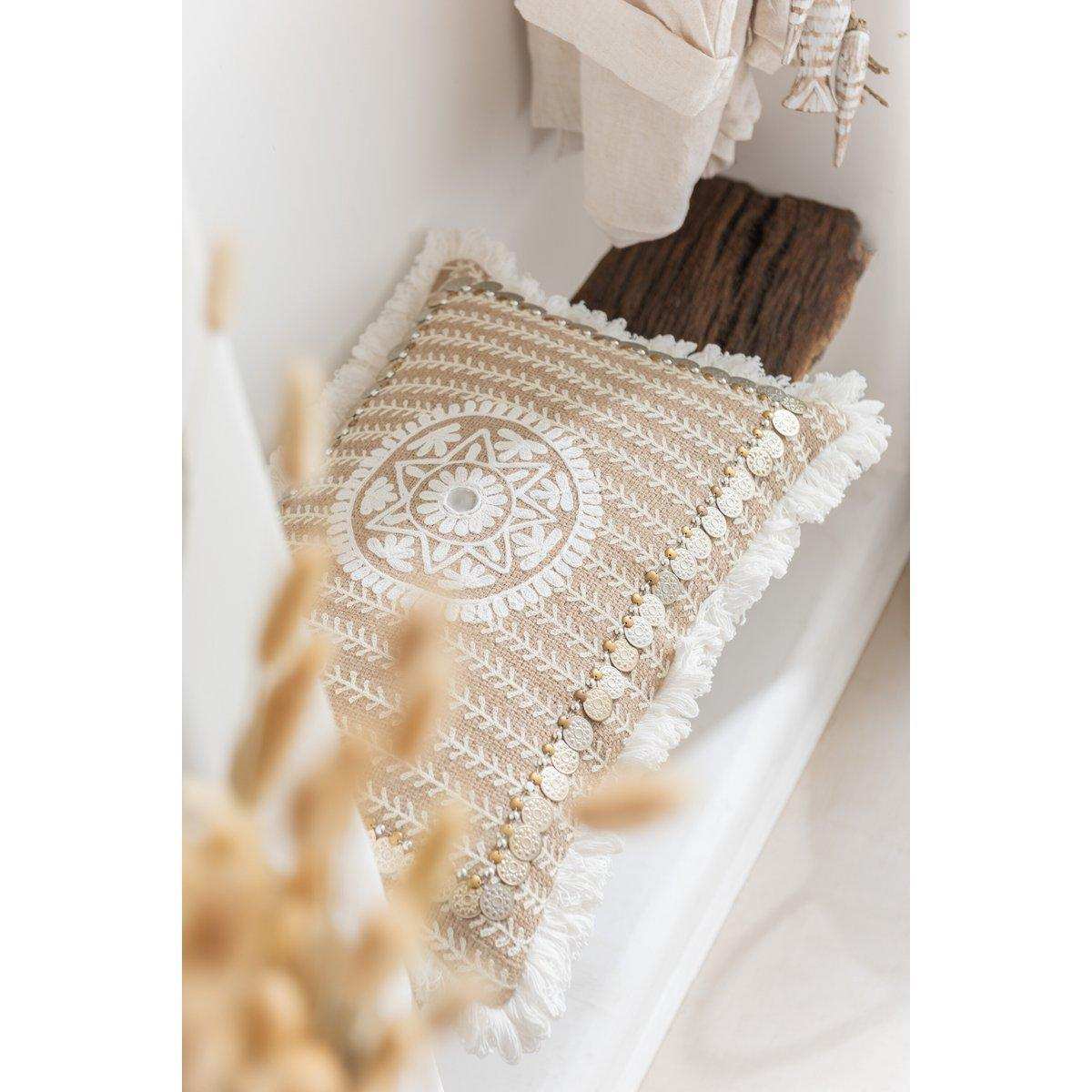 J-Line Kissen Rechteckiges Muster – Jute – Natur/Beige - HomeDesign Knaus
