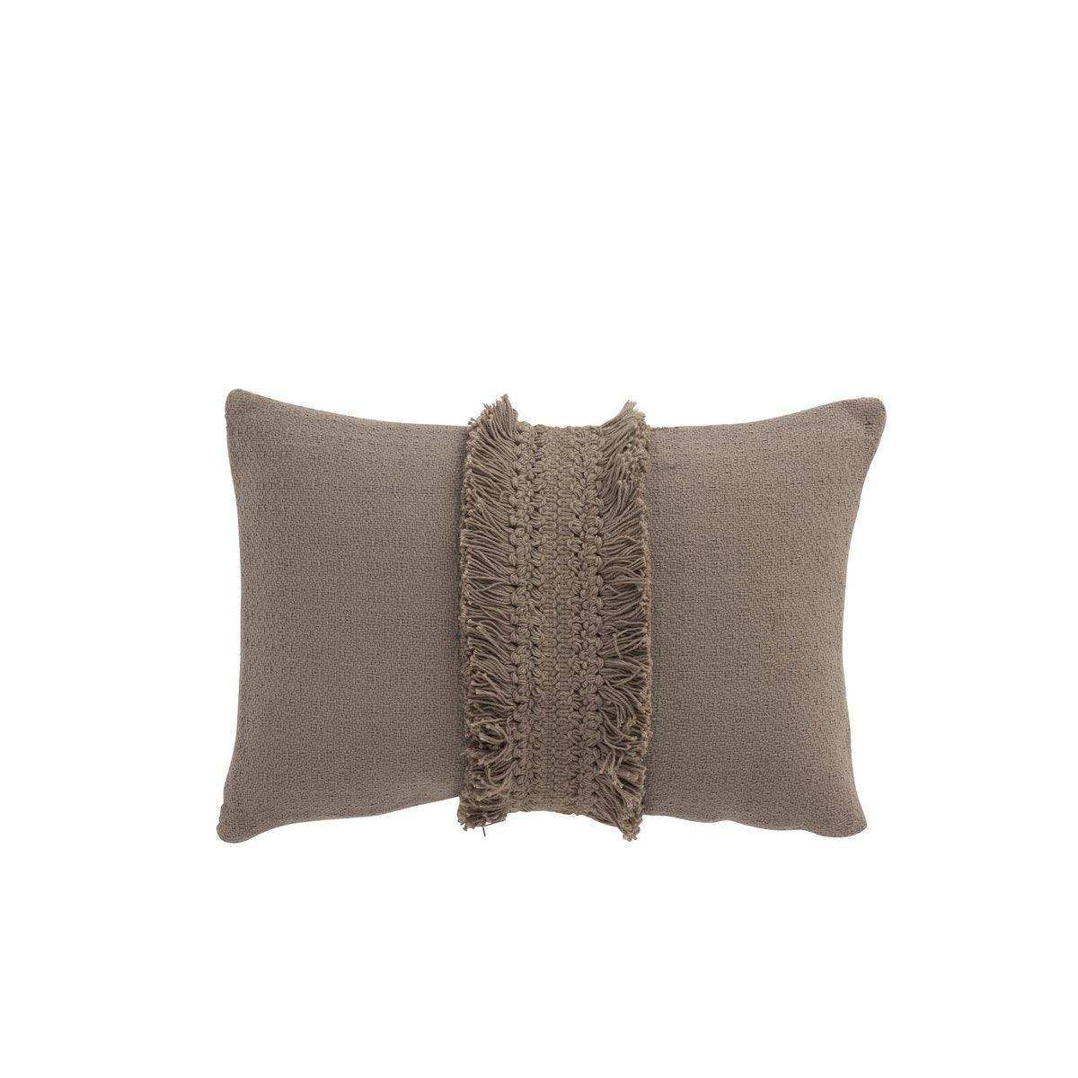 J-Line Kissen Rechteckiges Quastenband – Baumwolle – Taupe - HomeDesign Knaus