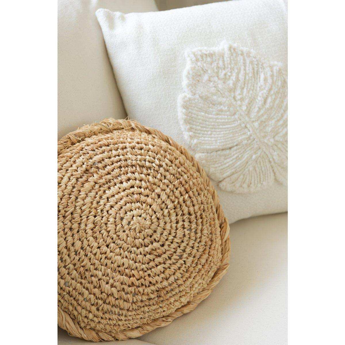 J-Line Kissen Round 1 Side – Korbgeflecht/Textil – Natur - HomeDesign Knaus