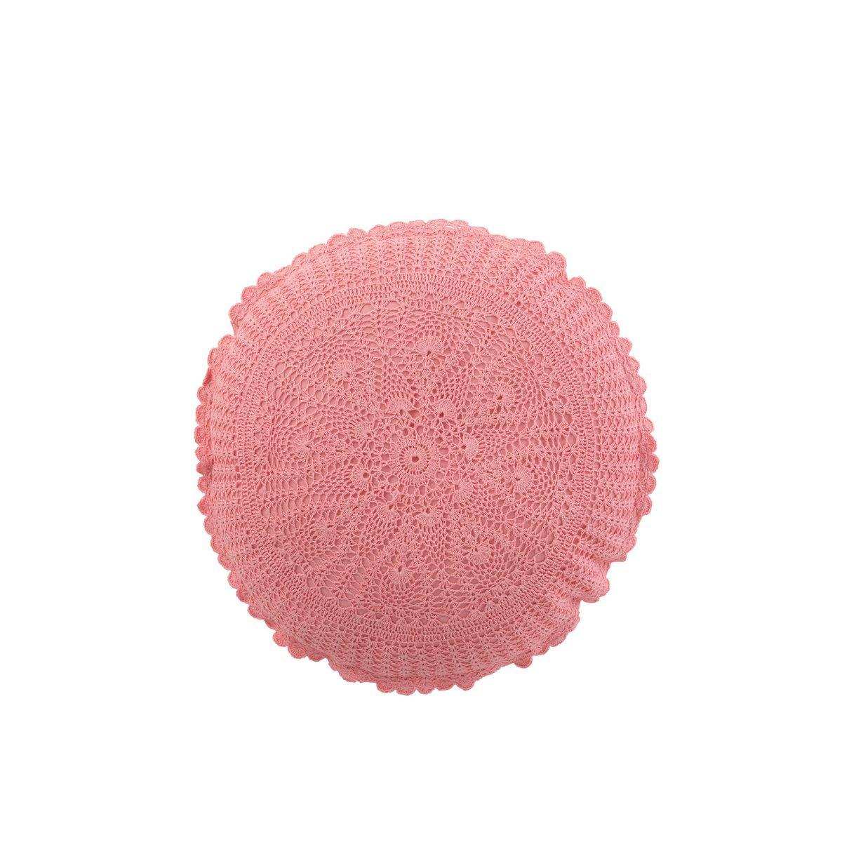J-Line Kissen Round Mia Kant – Baumwolle – Rosa - HomeDesign Knaus