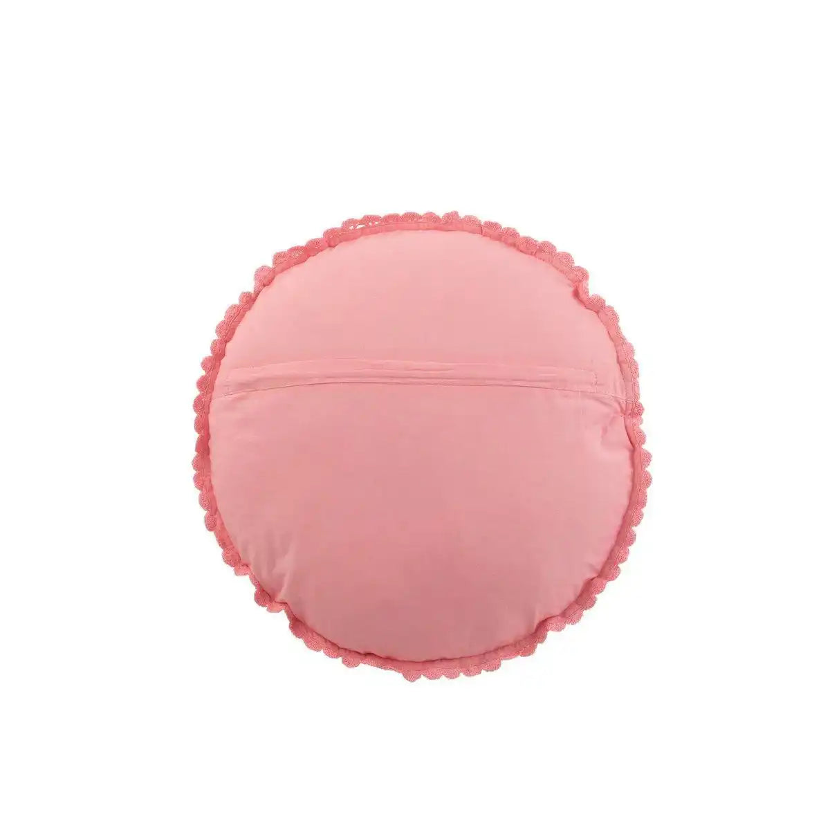 J-Line Kissen Round Mia Kant – Baumwolle – Rosa - HomeDesign Knaus