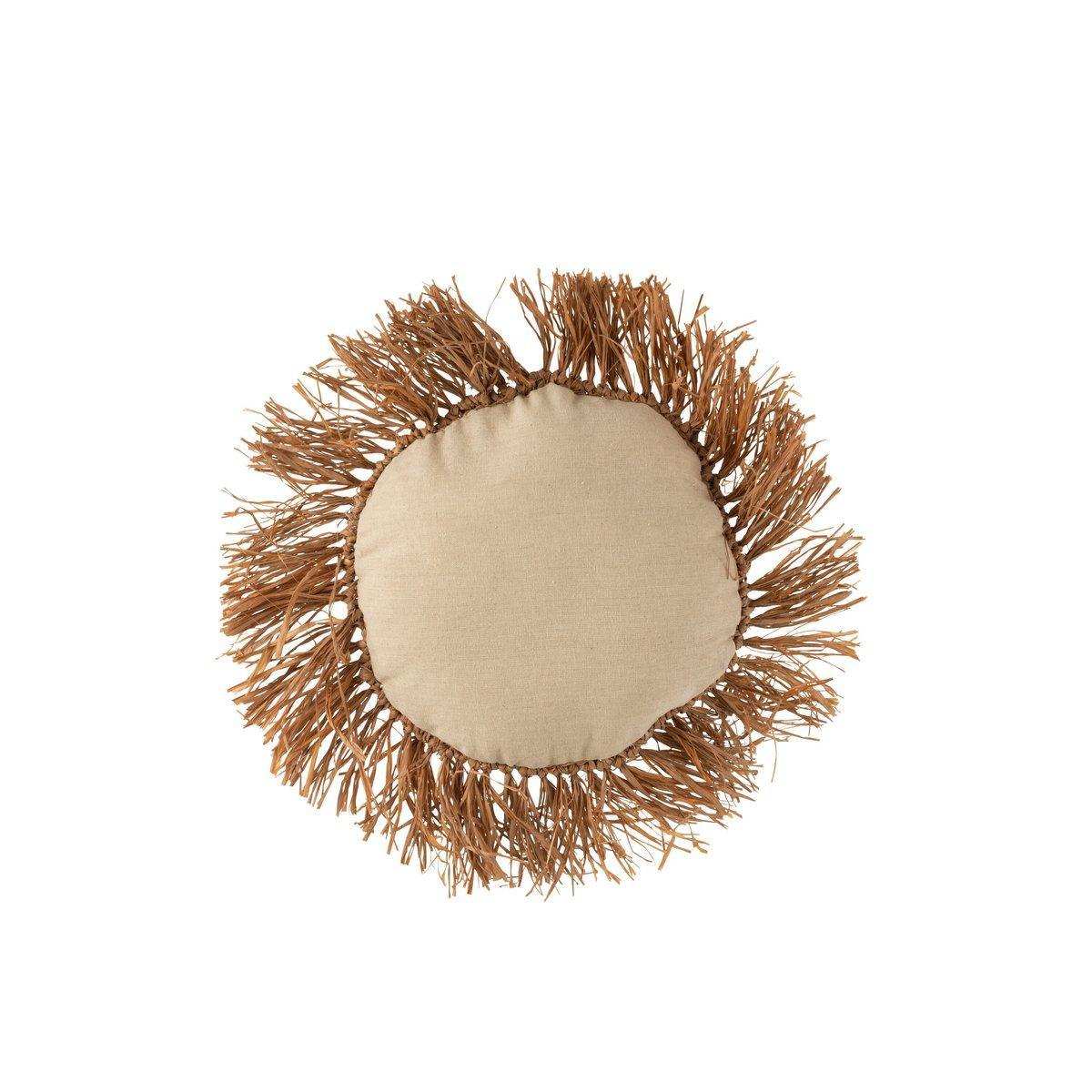 J-Line Kissen Round Reed Raffia – Jute – Braun - HomeDesign Knaus