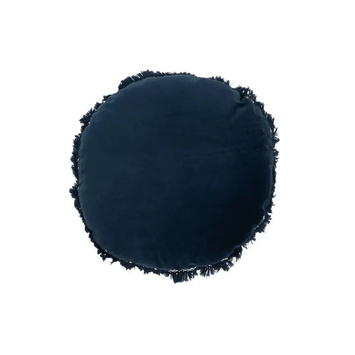 J-Line Kissen Round Velvet – Baumwolle/Leinen – Blau - HomeDesign Knaus