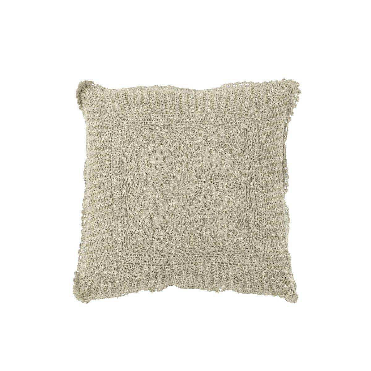 J-Line Kissen Square Lace – Baumwolle – hellgrün - HomeDesign Knaus
