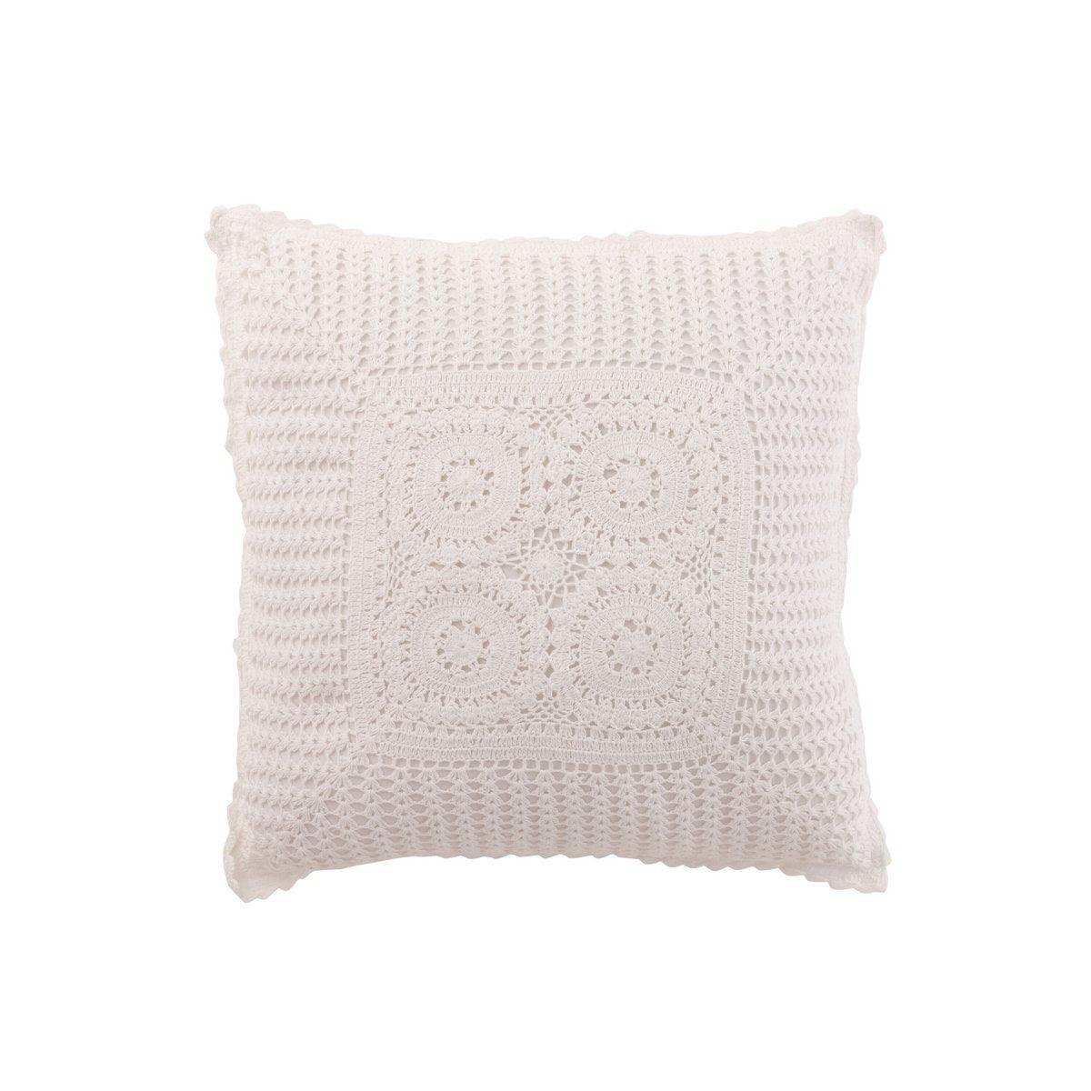 J-Line Kissen Square Lace – Baumwolle – Weiß - HomeDesign Knaus
