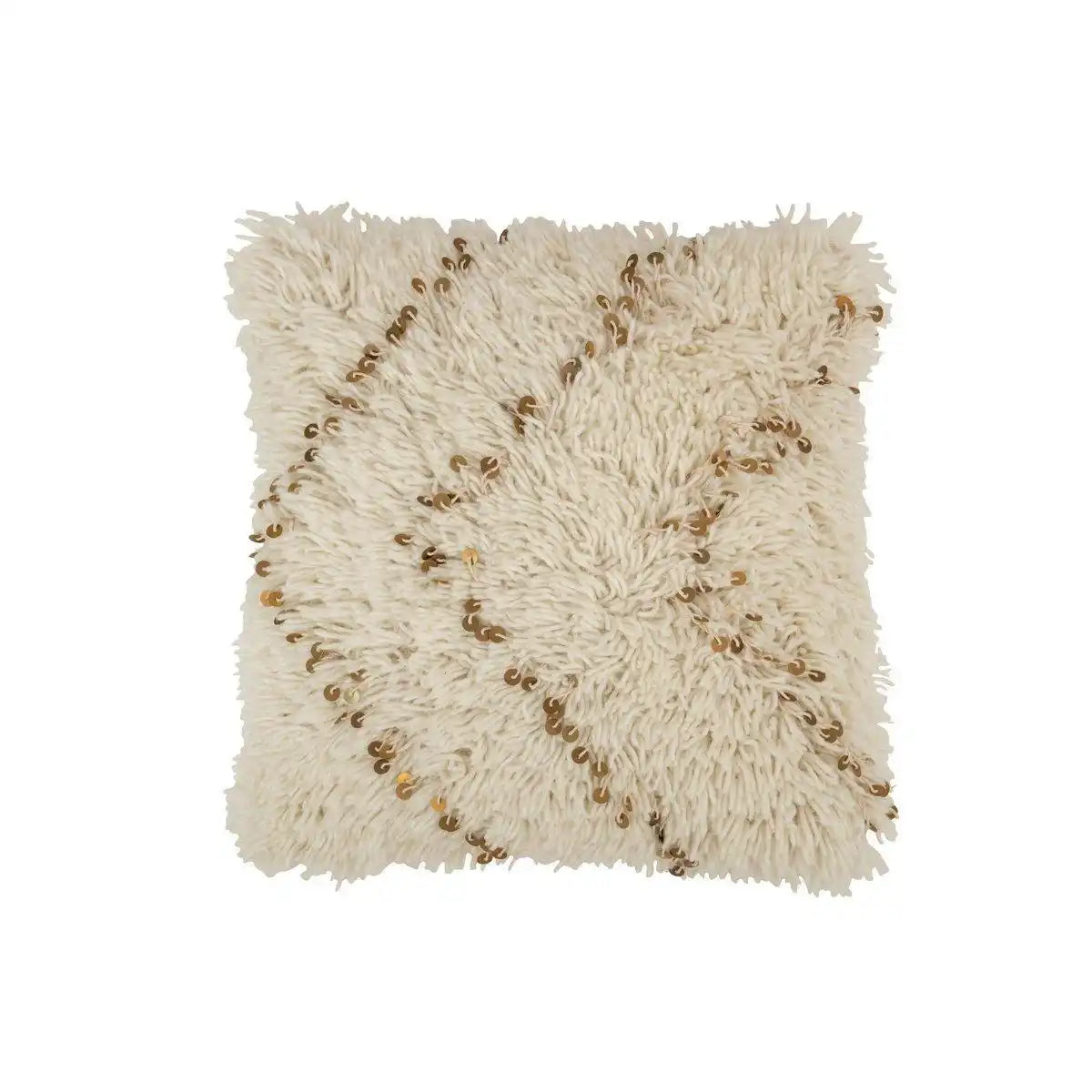 J-Line Kissen Square Pearl – Baumwolle – Weiß/Gold - HomeDesign Knaus