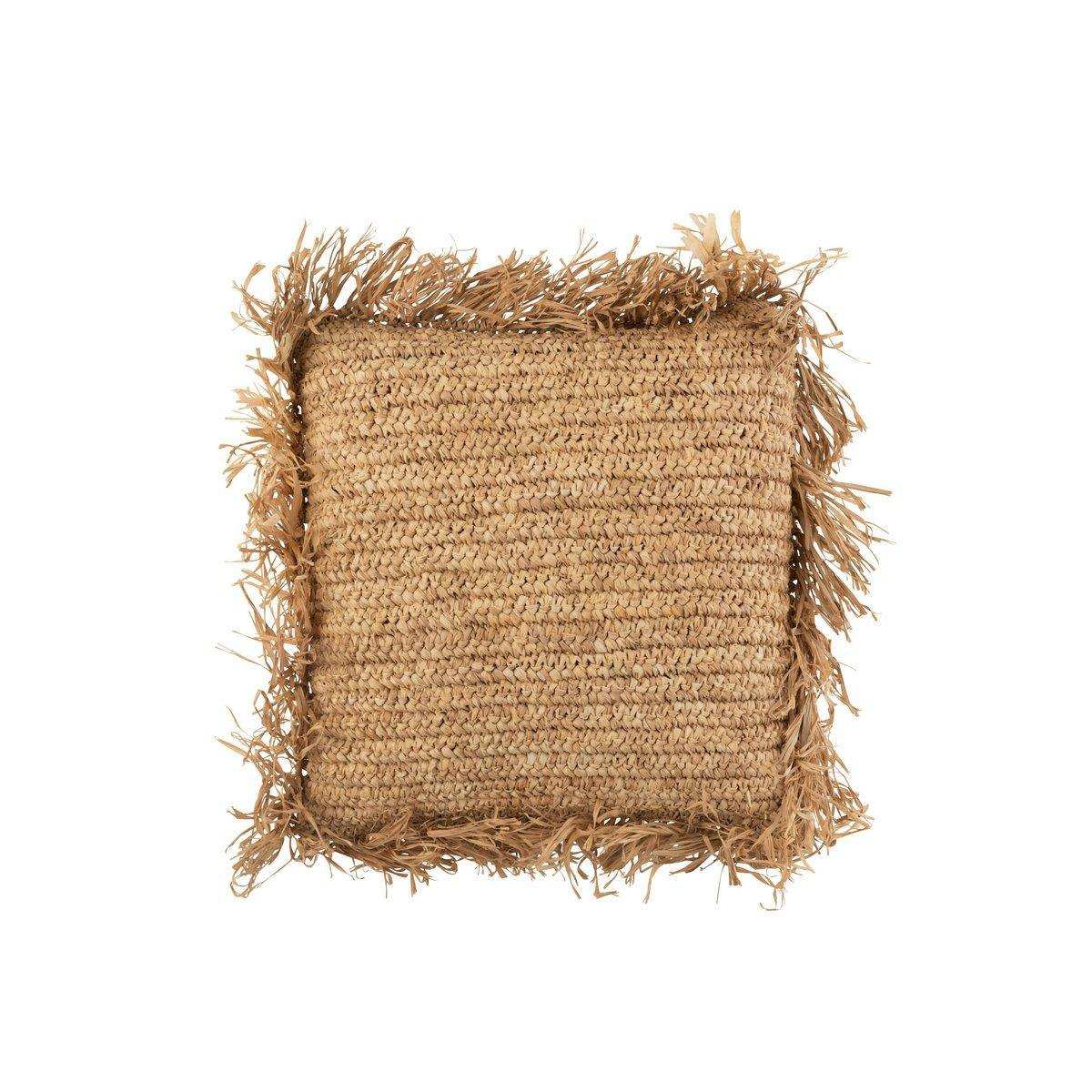 J-Line Kissen Square Raffia – Jute – Natur – klein - HomeDesign Knaus