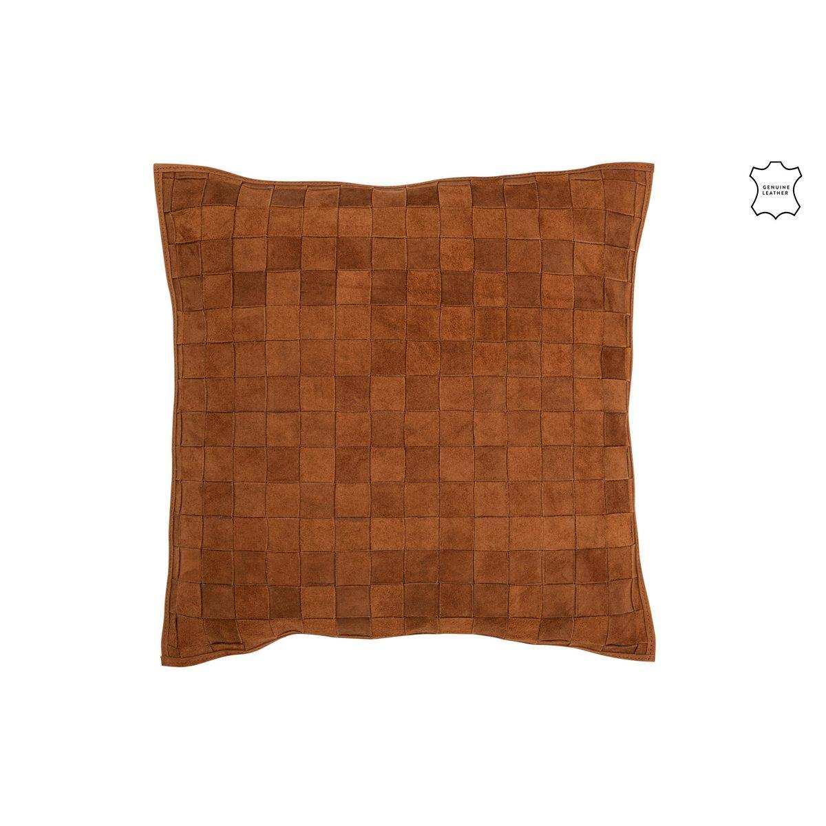 J-Line Kissen Square Small – Leder – Cognac - HomeDesign Knaus