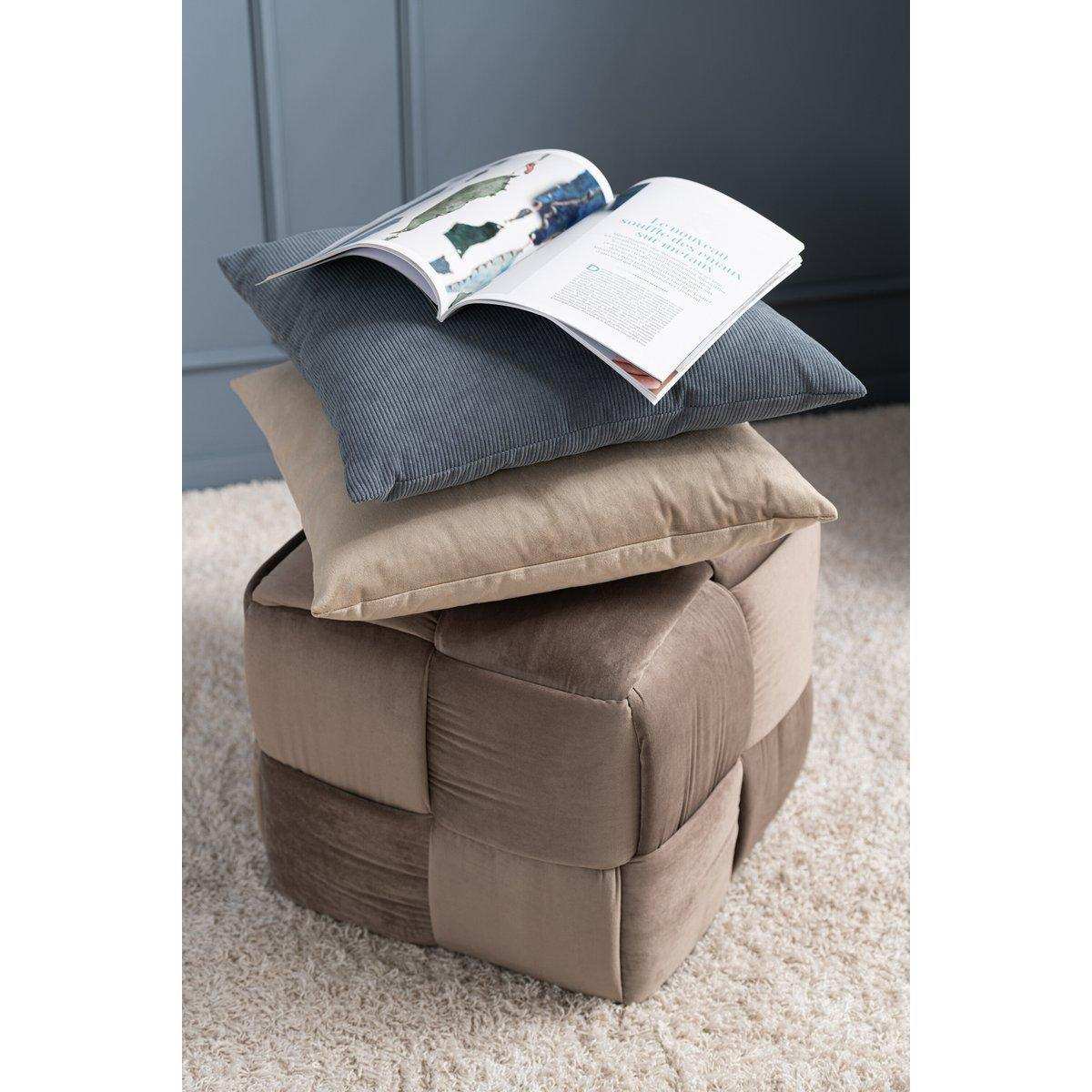 J-Line Kissen Square Velours – Samt – Creme - HomeDesign Knaus