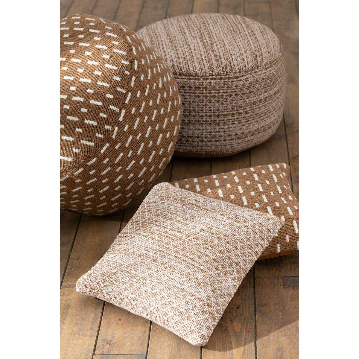 J-Line Kissen Squares Outdoor – Polyester – braun/weiß - HomeDesign Knaus