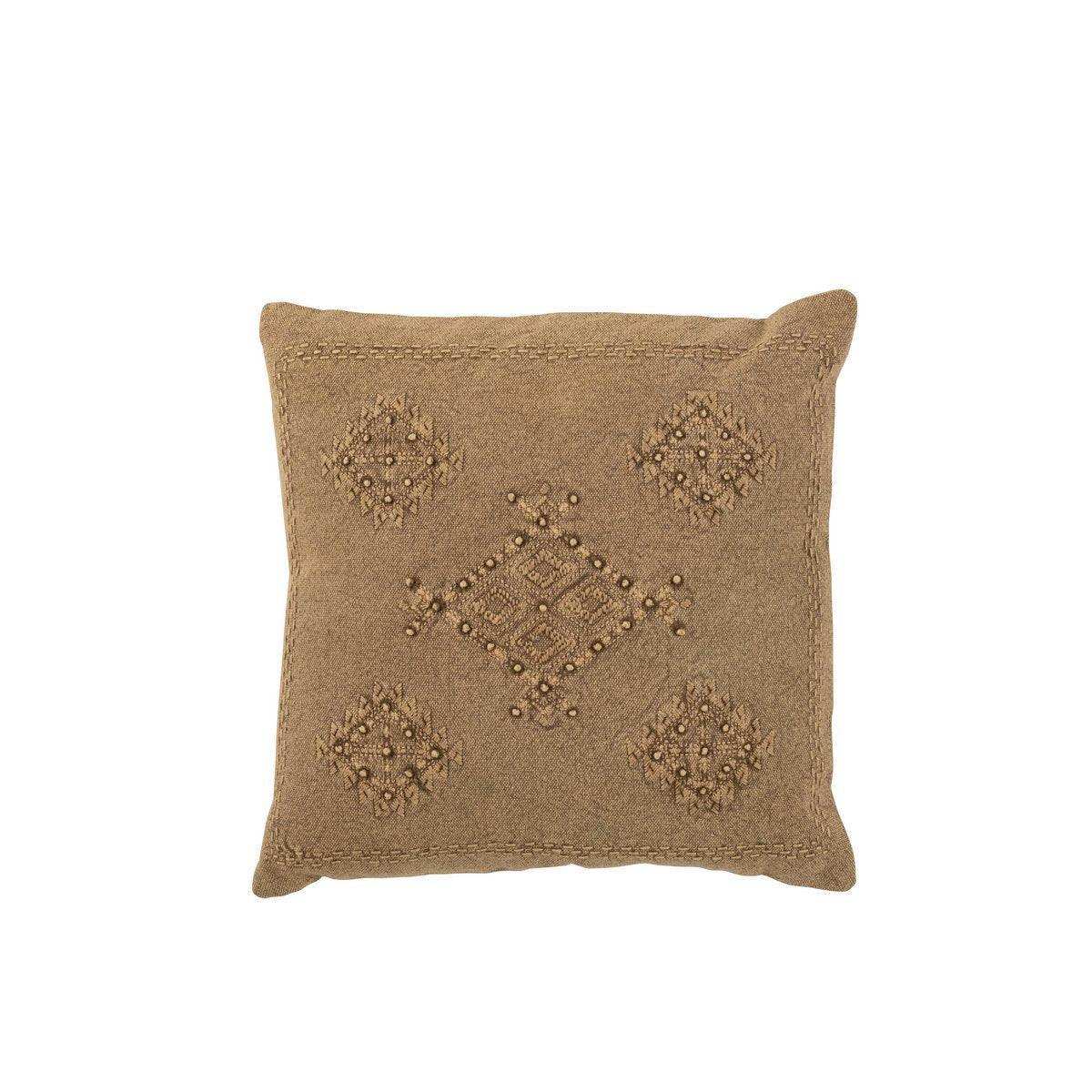 J-Line Kissen Stickerei – Baumwolle – braun - HomeDesign Knaus