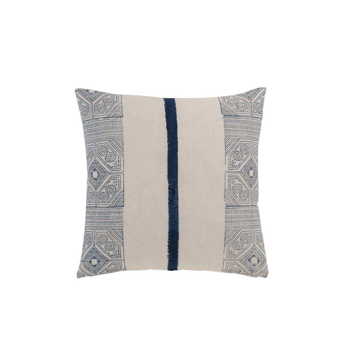 J-Line Kissen Stripe Aztec – Baumwolle – Blau/Weiß - HomeDesign Knaus