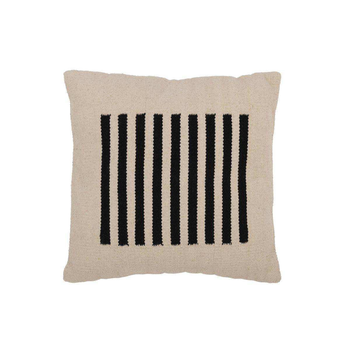 J-Line Kissen Stripes Middle – Baumwolle – Weiß/Schwarz - HomeDesign Knaus