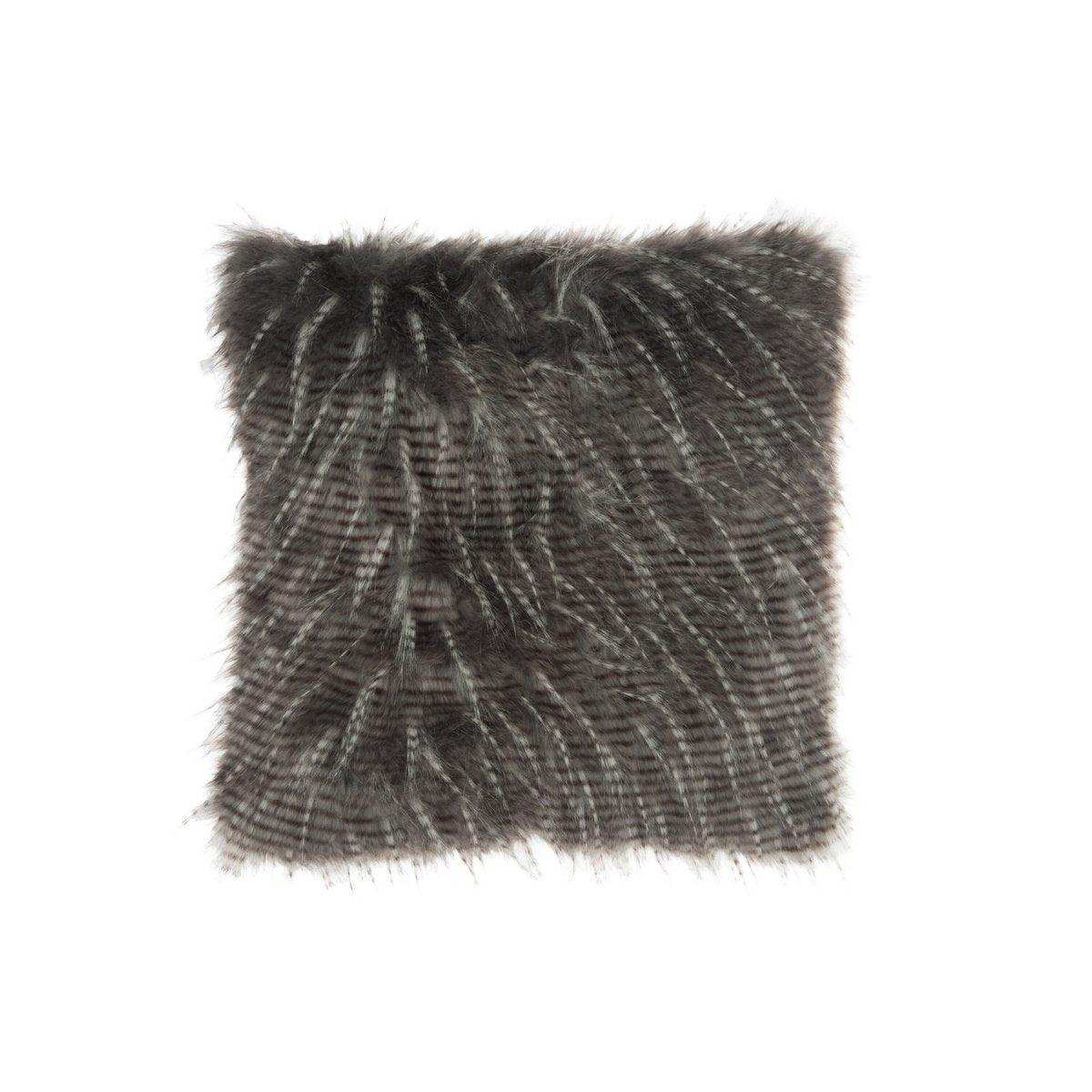 J-Line Kissen Thick Stripes Faux Fur – Kunstpelz – weiß/grau - HomeDesign Knaus