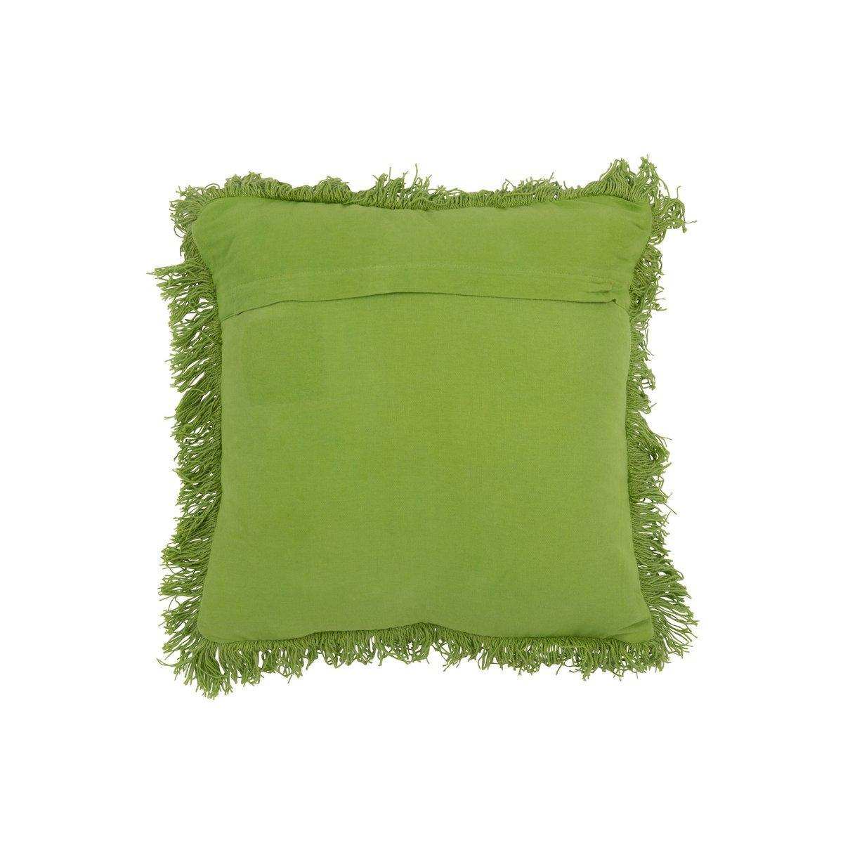 J-Line Kissen Tufted Curves + Fringes – Wolle – Grün - HomeDesign Knaus