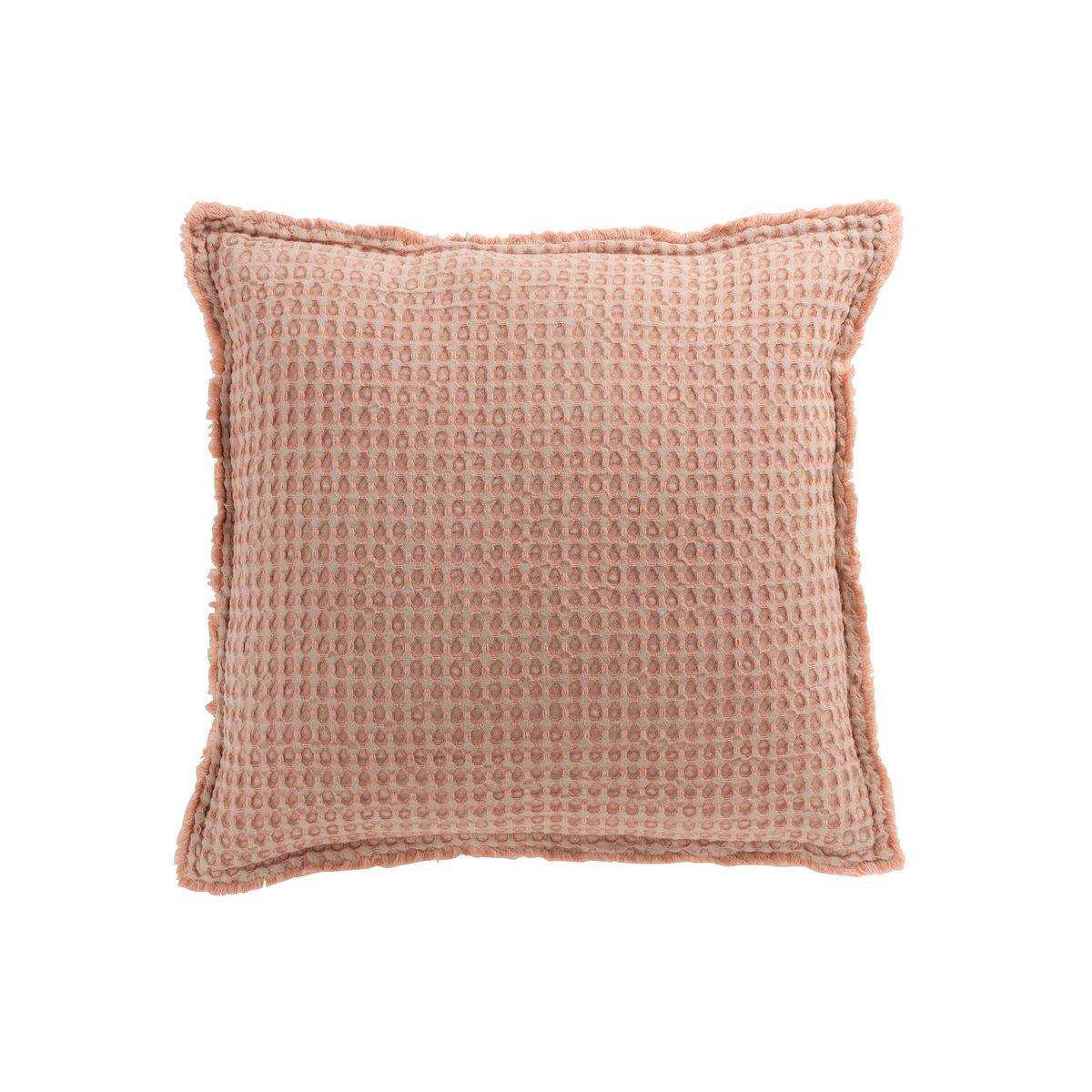 J-Line Kissen Waffelmuster – Baumwolle – Hellrosa - HomeDesign Knaus