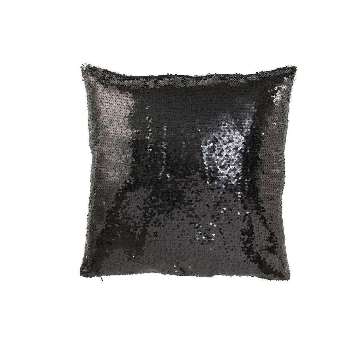 J-Line Kissen wendbar mit Pailletten, Schwarz/Silber - HomeDesign Knaus