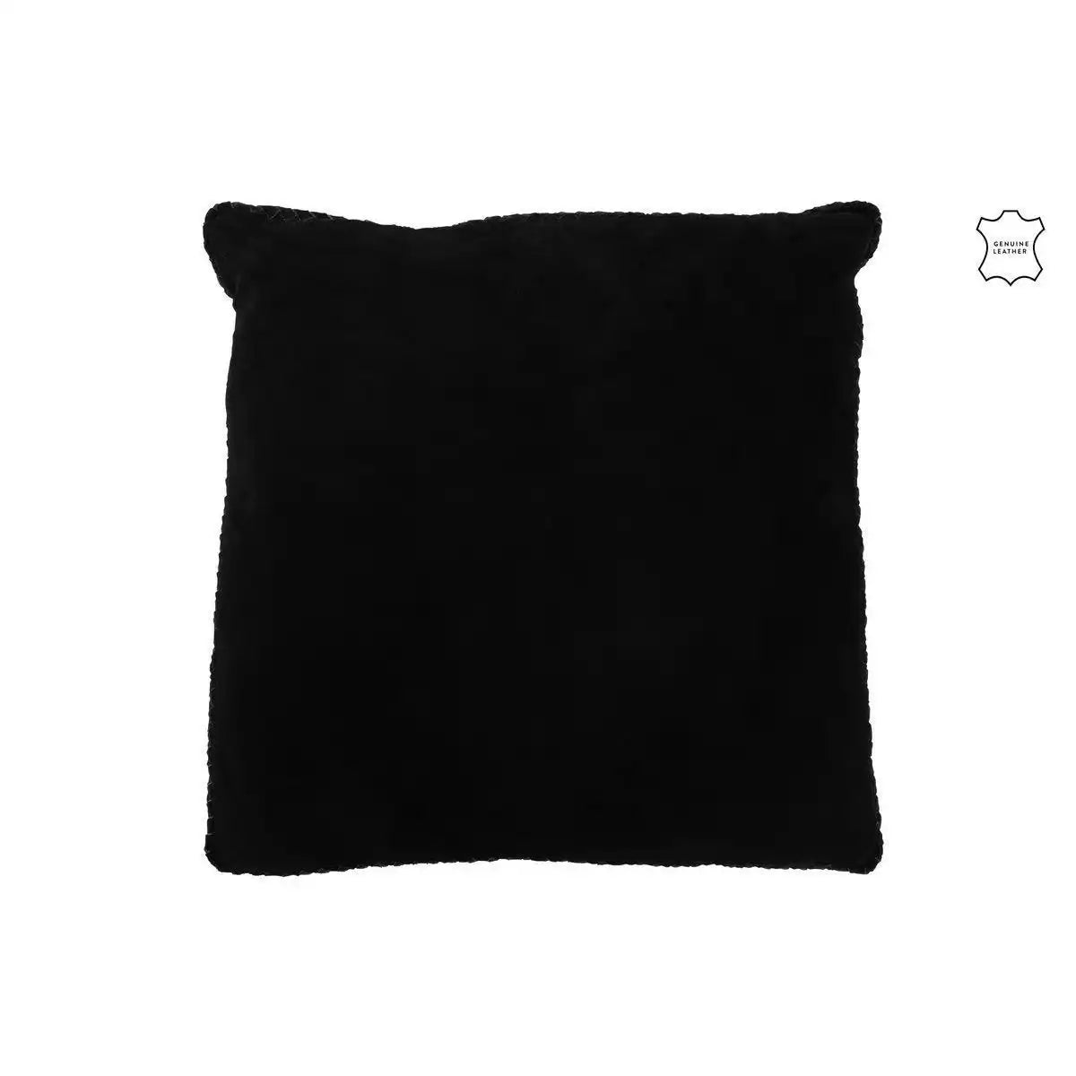 J-Line Kissen Woven – Leder – Schwarz - HomeDesign Knaus