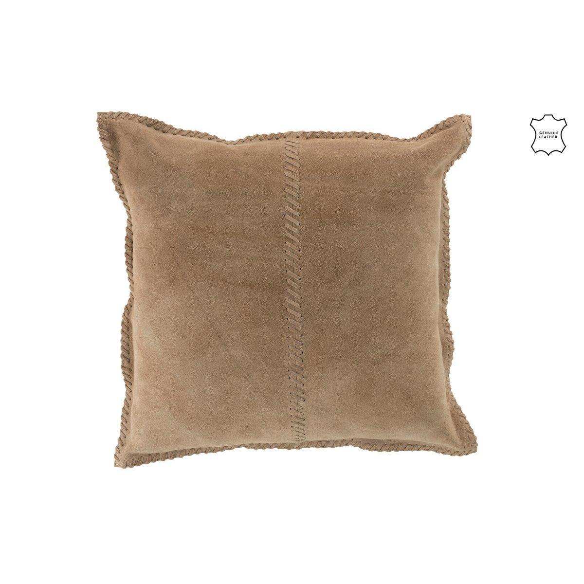 J-Line Kissennaht – Leder – 45 x 45 cm – Beige - HomeDesign Knaus