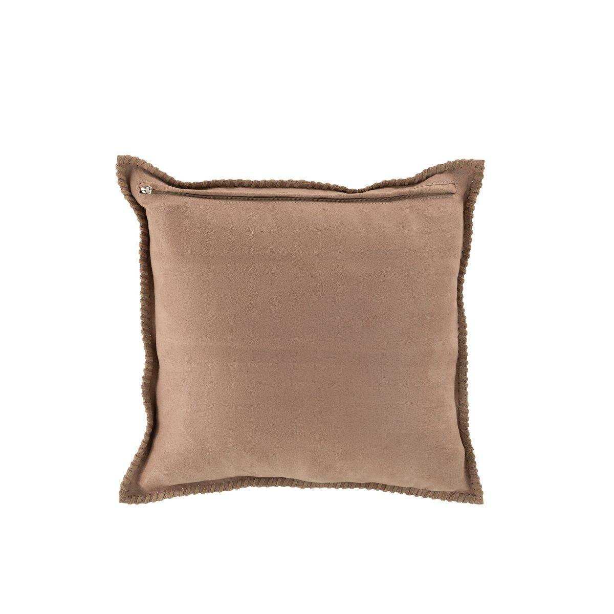 J-Line Kissennaht – Leder – 45 x 45 cm – Beige - HomeDesign Knaus