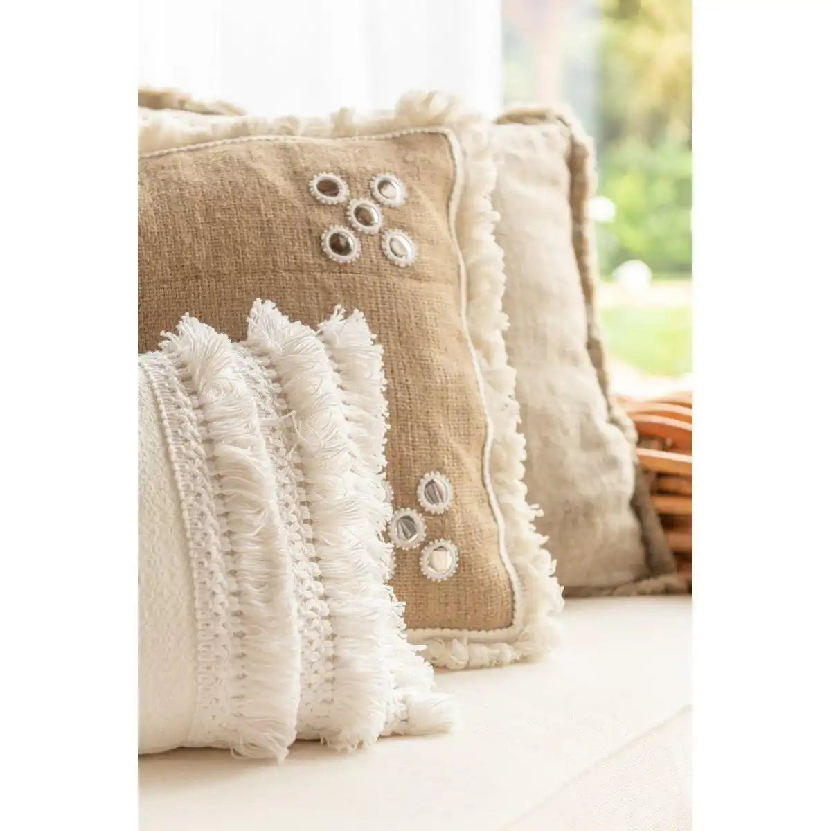 J-Line Kissenspiegel – Jute – Natur/Weiß - HomeDesign Knaus