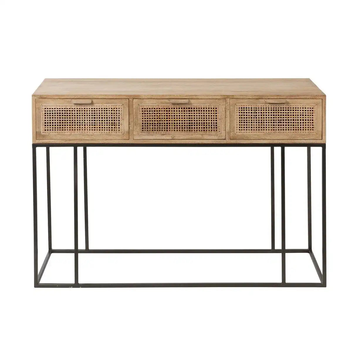 J-Line Konsole 3 Schubladen Geflochtenes Schilfrohr Mangoholz Natur - HomeDesign Knaus