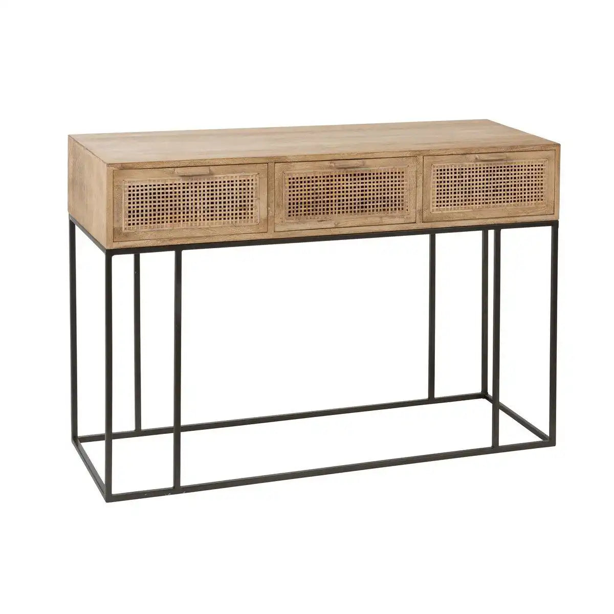 J-Line Konsole 3 Schubladen Geflochtenes Schilfrohr Mangoholz Natur - HomeDesign Knaus