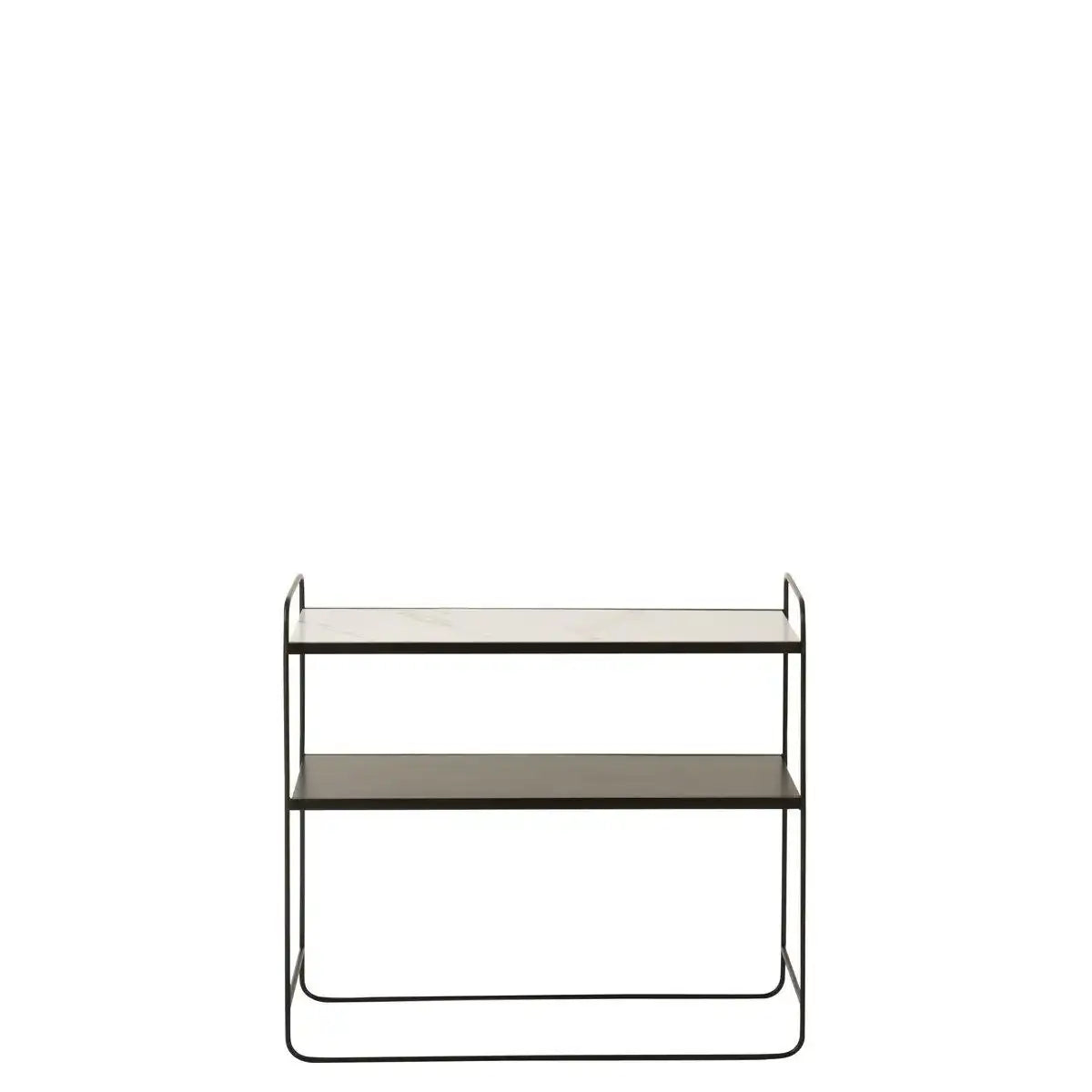 J-Line Konsole Marmor 2 Regale MDF/Eisen Schwarz - HomeDesign Knaus