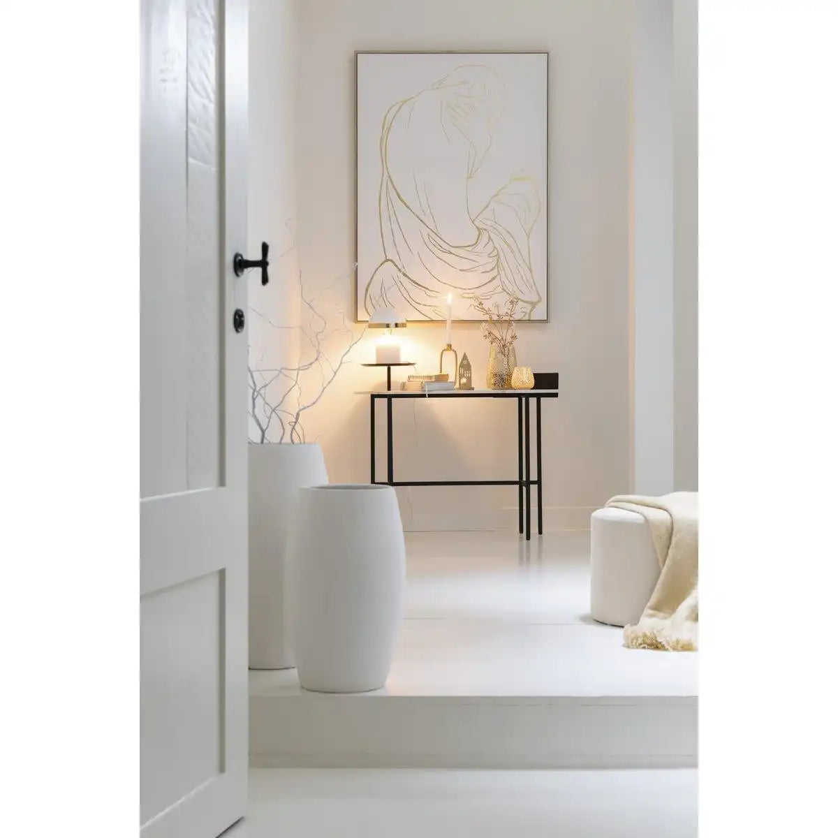 J-Line Konsole Marmor/Eisen Weiß/Schwarz - HomeDesign Knaus
