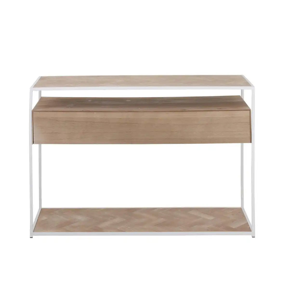 J-Line Konsole Zickzack 2 Schubladen Holz/Metall Natur/Weiß - HomeDesign Knaus
