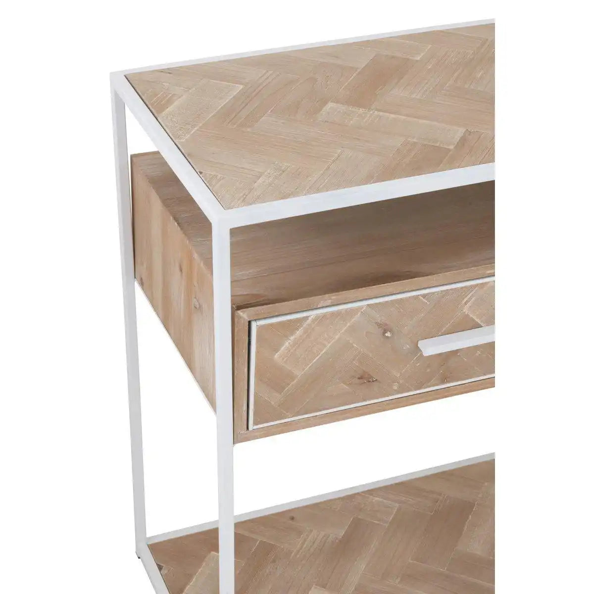 J-Line Konsole Zickzack 2 Schubladen Holz/Metall Natur/Weiß - HomeDesign Knaus