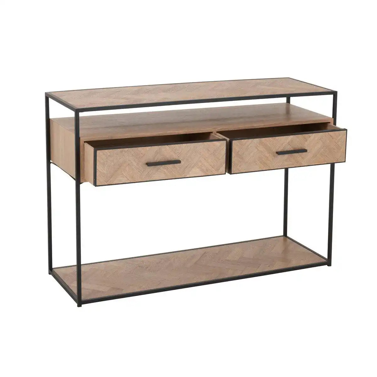 J-Line Konsole Zigzag 2 Schubladen Holz/Metall Natur/Schwarz - HomeDesign Knaus