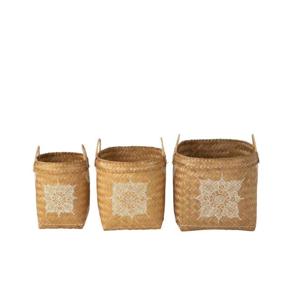 J-Line Korb Drawing - Bambus - Weiß/Natur - - HomeDesign Knaus