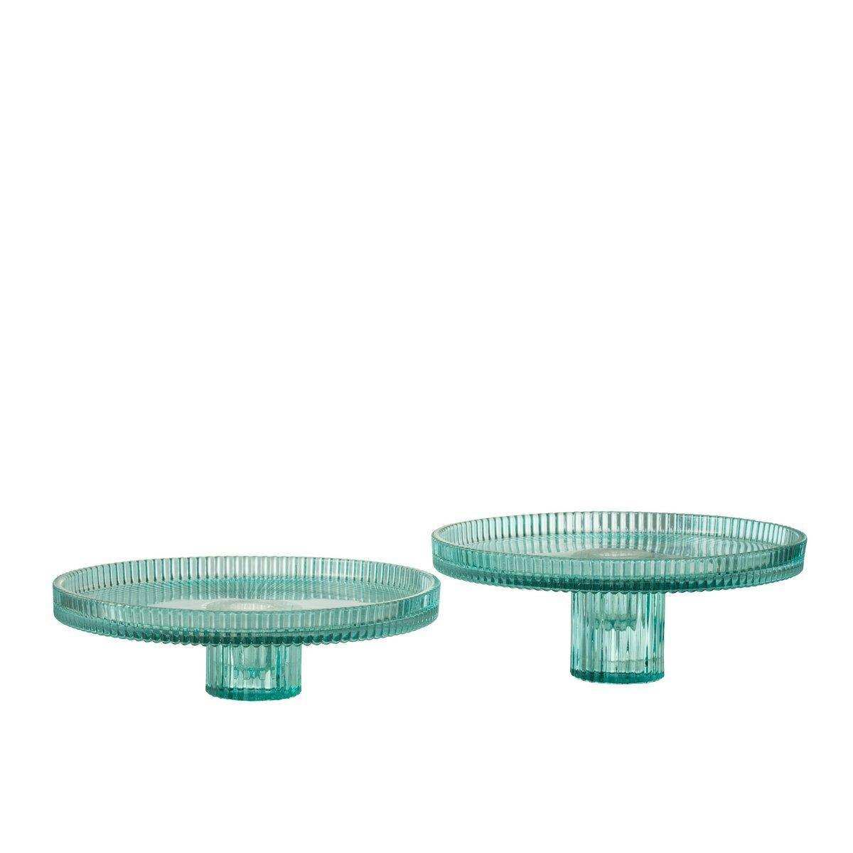 J-Line Kuchenteller - Tortenständer - Glas - Transparent/Azurblau - 2x - HomeDesign Knaus