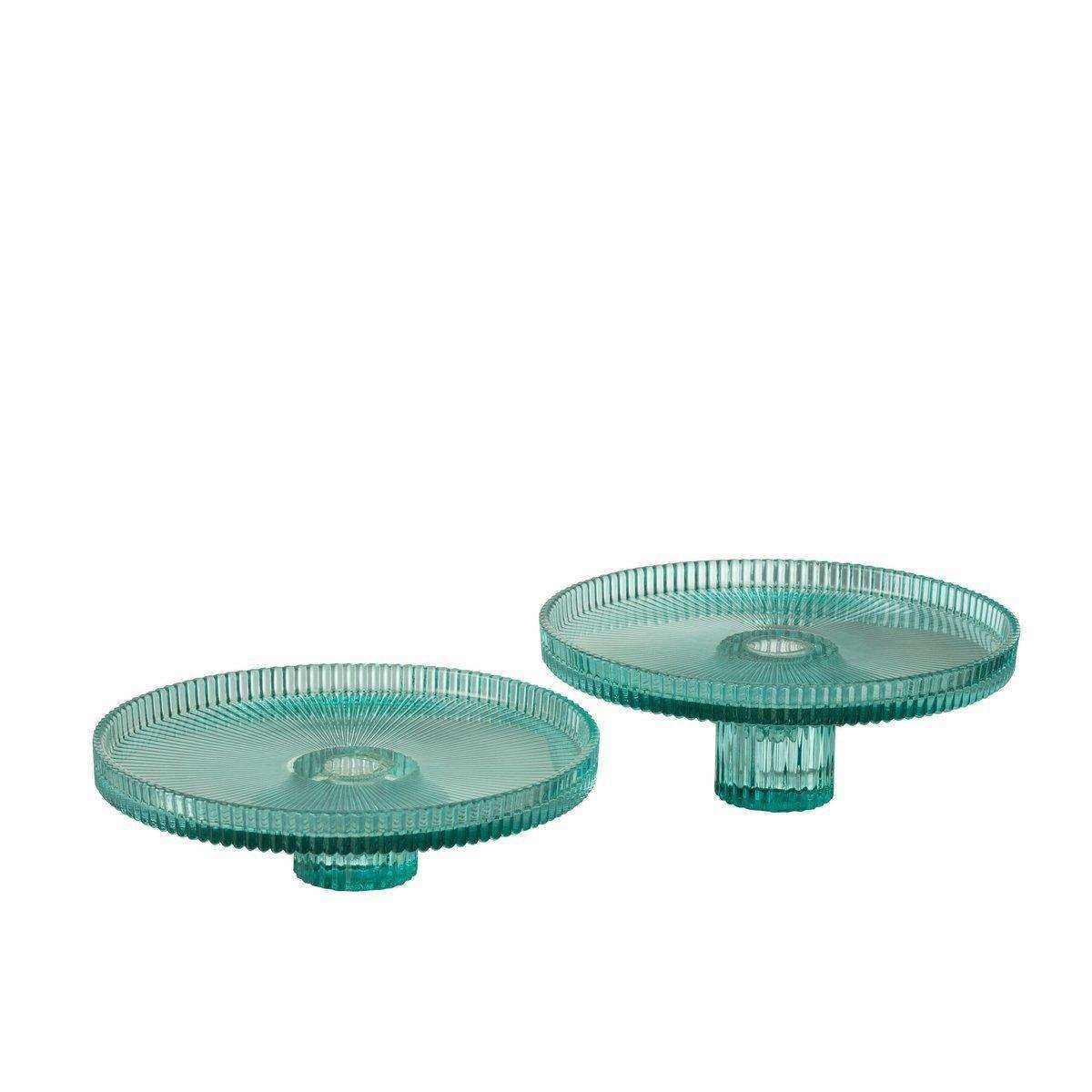 J-Line Kuchenteller - Tortenständer - Glas - Transparent/Azurblau - 2x - HomeDesign Knaus