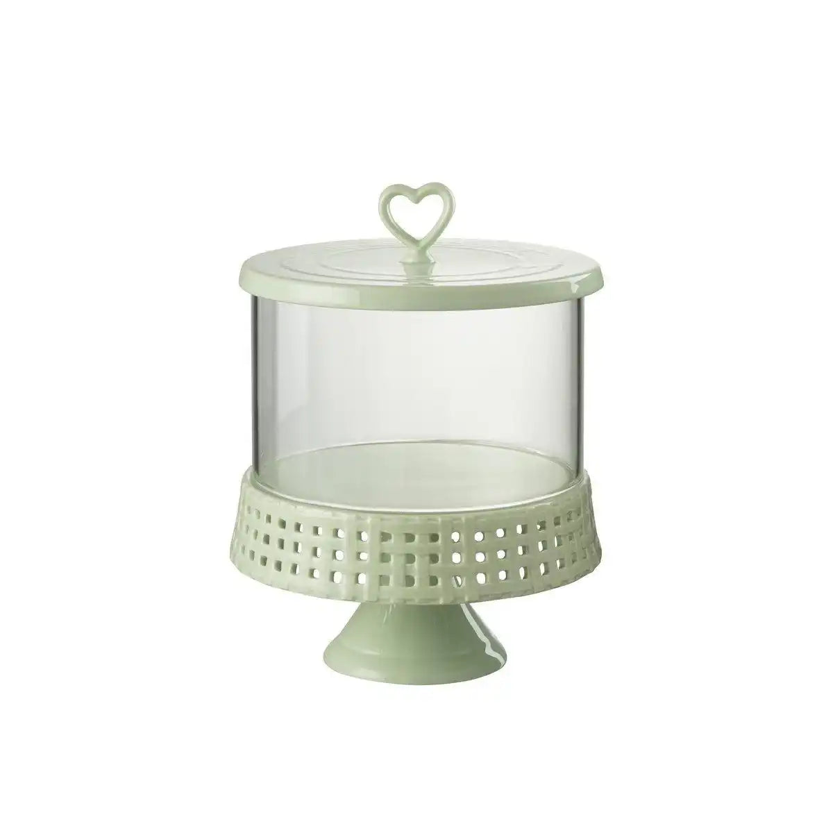 J-Line Kuchenteller unter Glas - Tortenständer - Keramik - Grün - L - HomeDesign Knaus