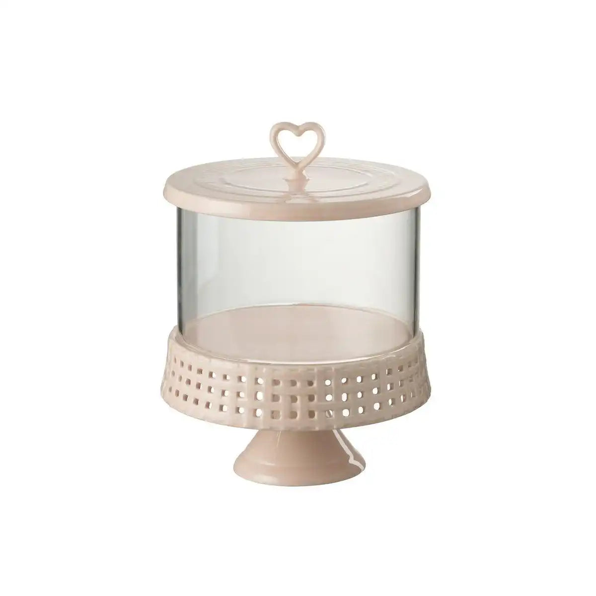 J-Line Kuchenteller unter Glas - Tortenständer - Keramik - Rosa - L - HomeDesign Knaus