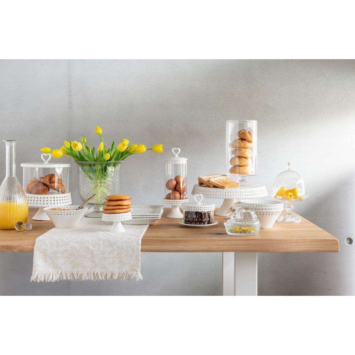 J-Line Kuchenteller unter Glas - Tortenständer - Keramik - Weiß - M - HomeDesign Knaus