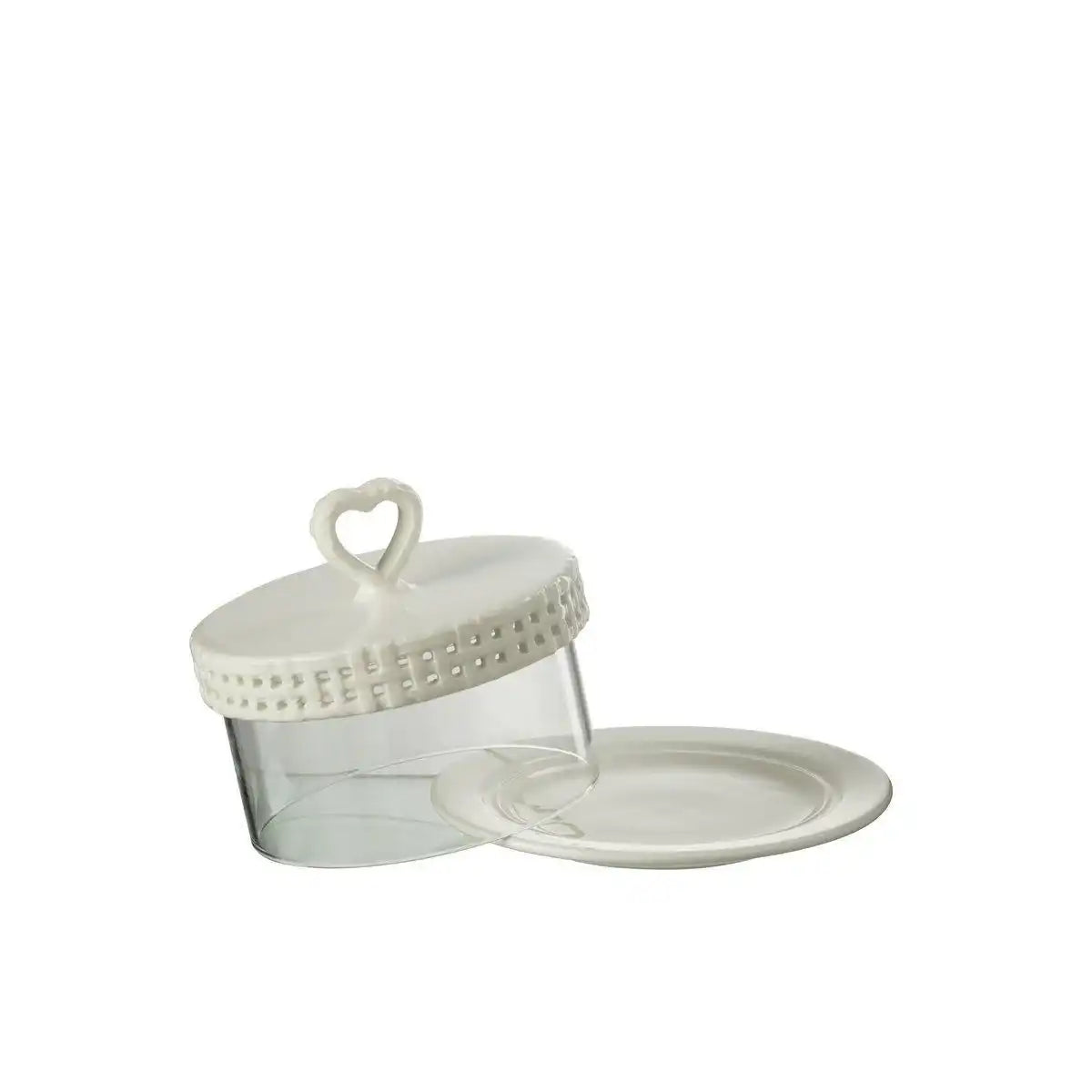 J-Line Kuchenteller unter Glas - Tortenständer - Keramik - Weiß - S - HomeDesign Knaus
